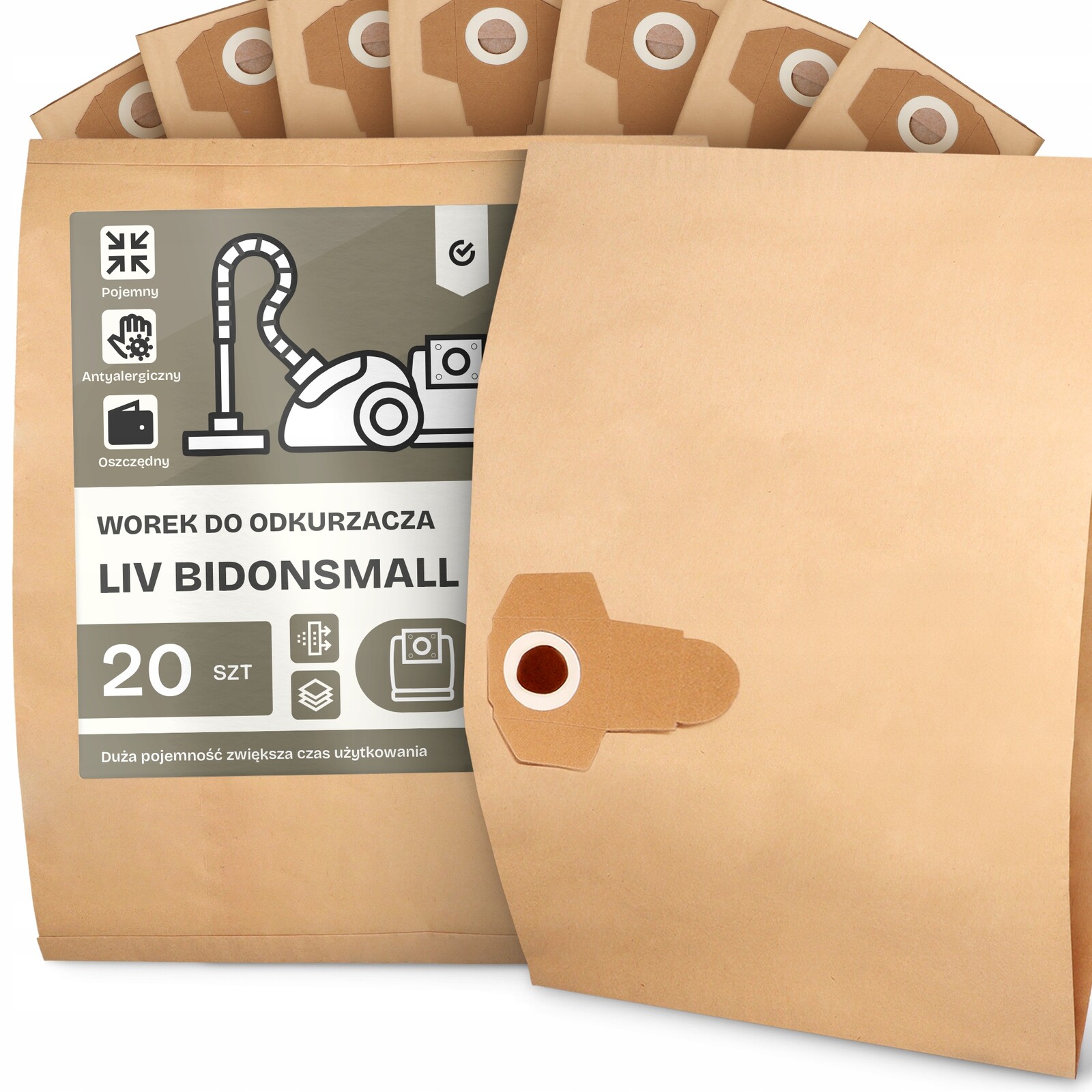 20 x Sáček Do Vysavače Liv Bidonsmall Papírový 2-vrstvový Sáček Sáčky 2A