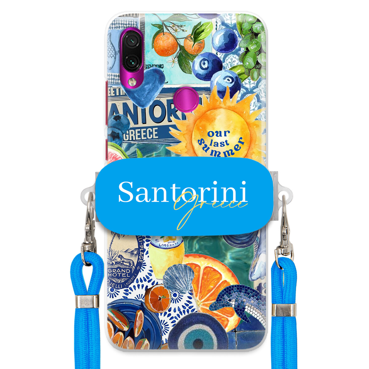 Pouzdro pro Xiaomi Redmi Note 7 Modré vodítko držák Santorini Sea Vibes