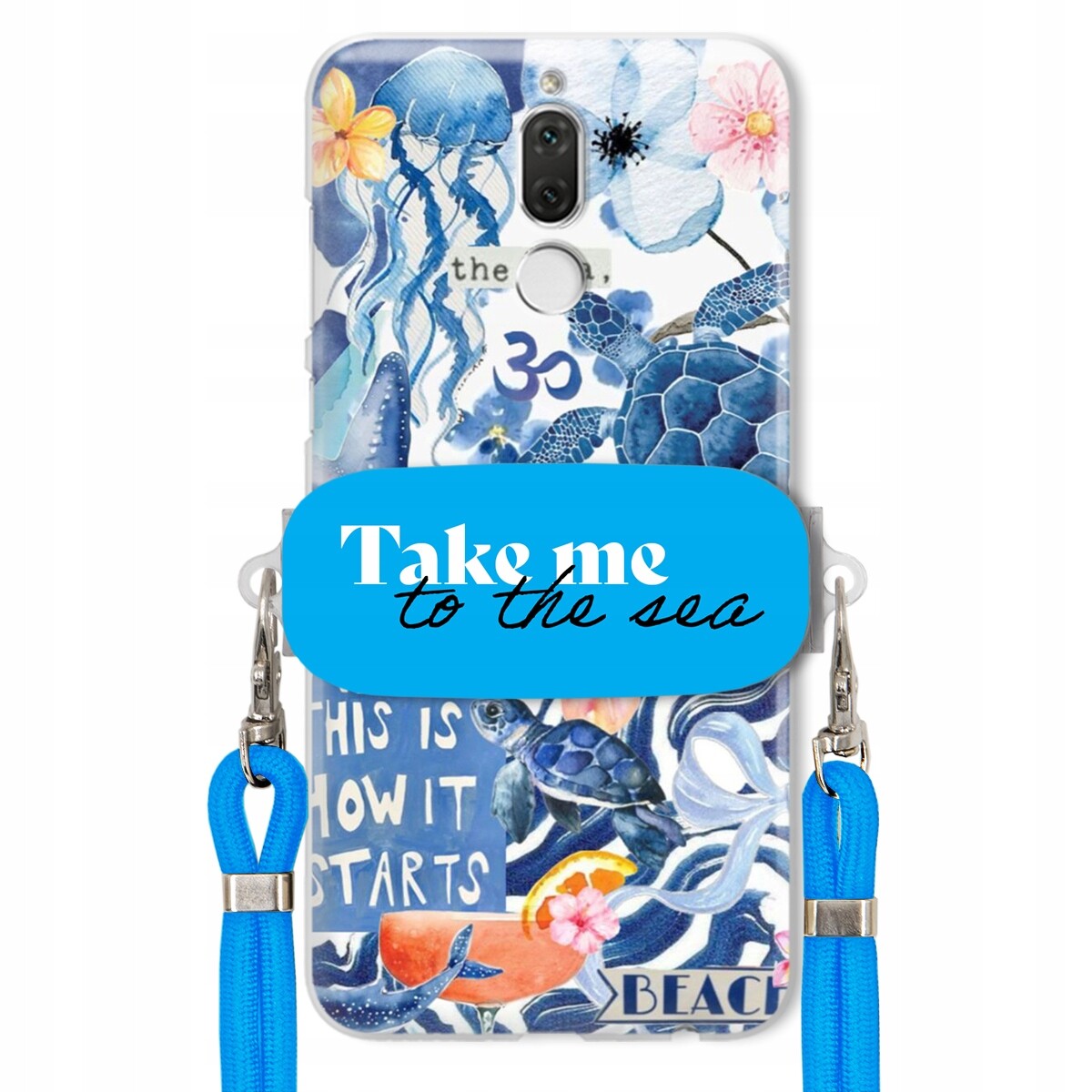 Pouzdro pro Huawei Mate 10 Lite Premium Vodítko modré Držák Take Me To The Sea
