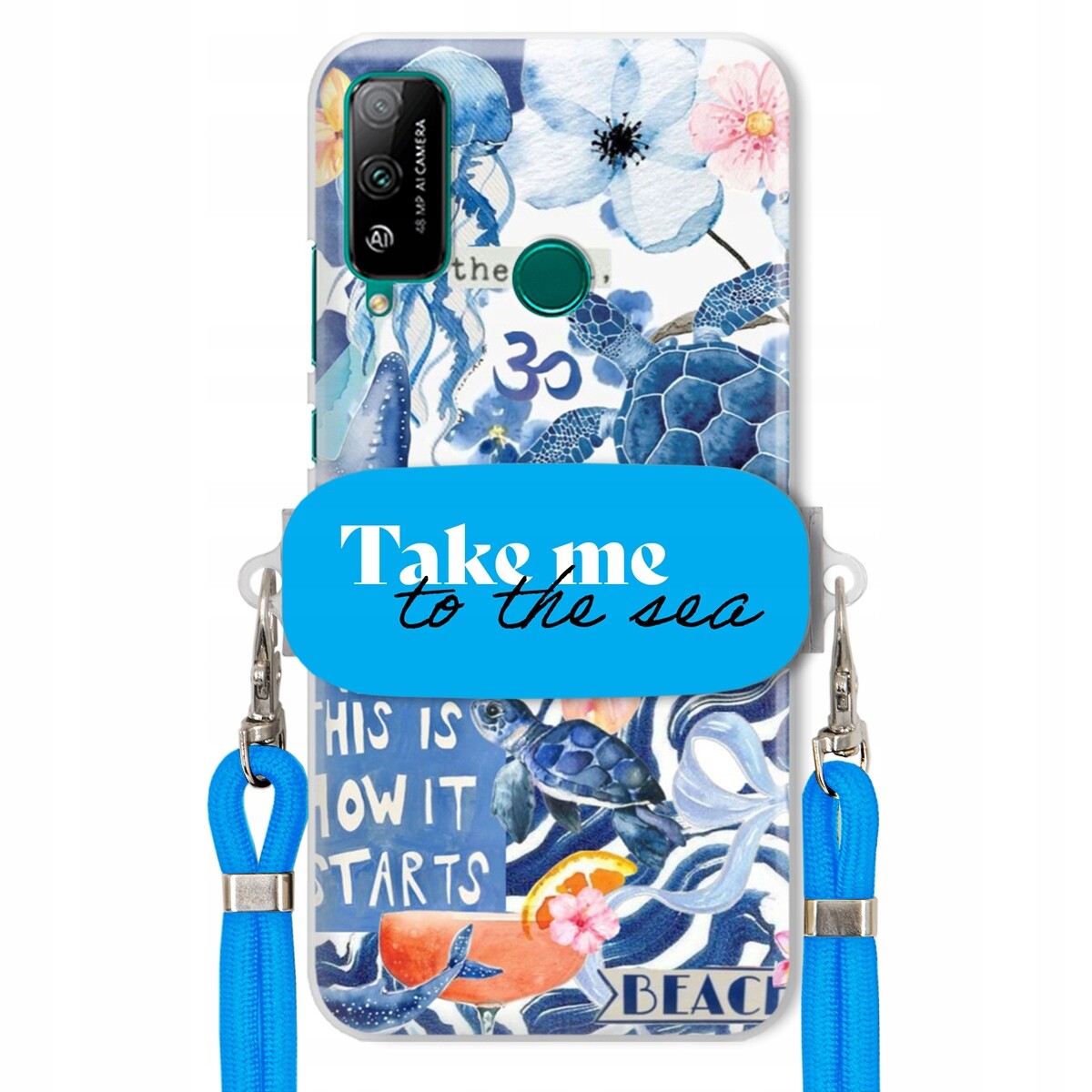Pouzdro pro Huawei Honor Play 4T Premium Vodítko modré Držák Take Me To The Sea