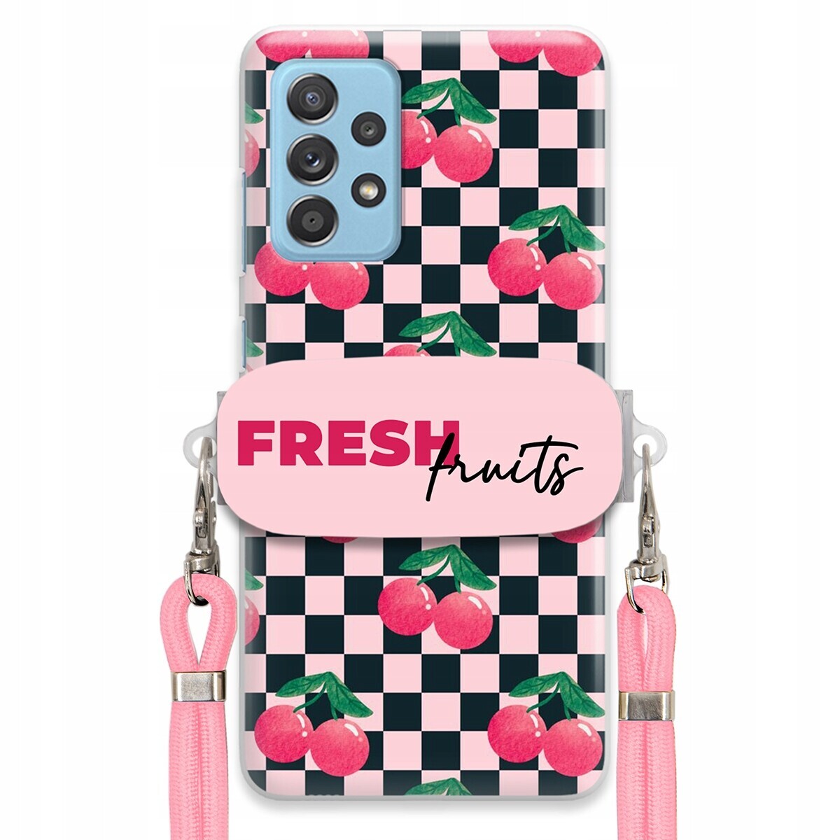Pouzdro pro Samsung A33 5G Crossbody vodítko držák Šachovnice Fresh Fruits