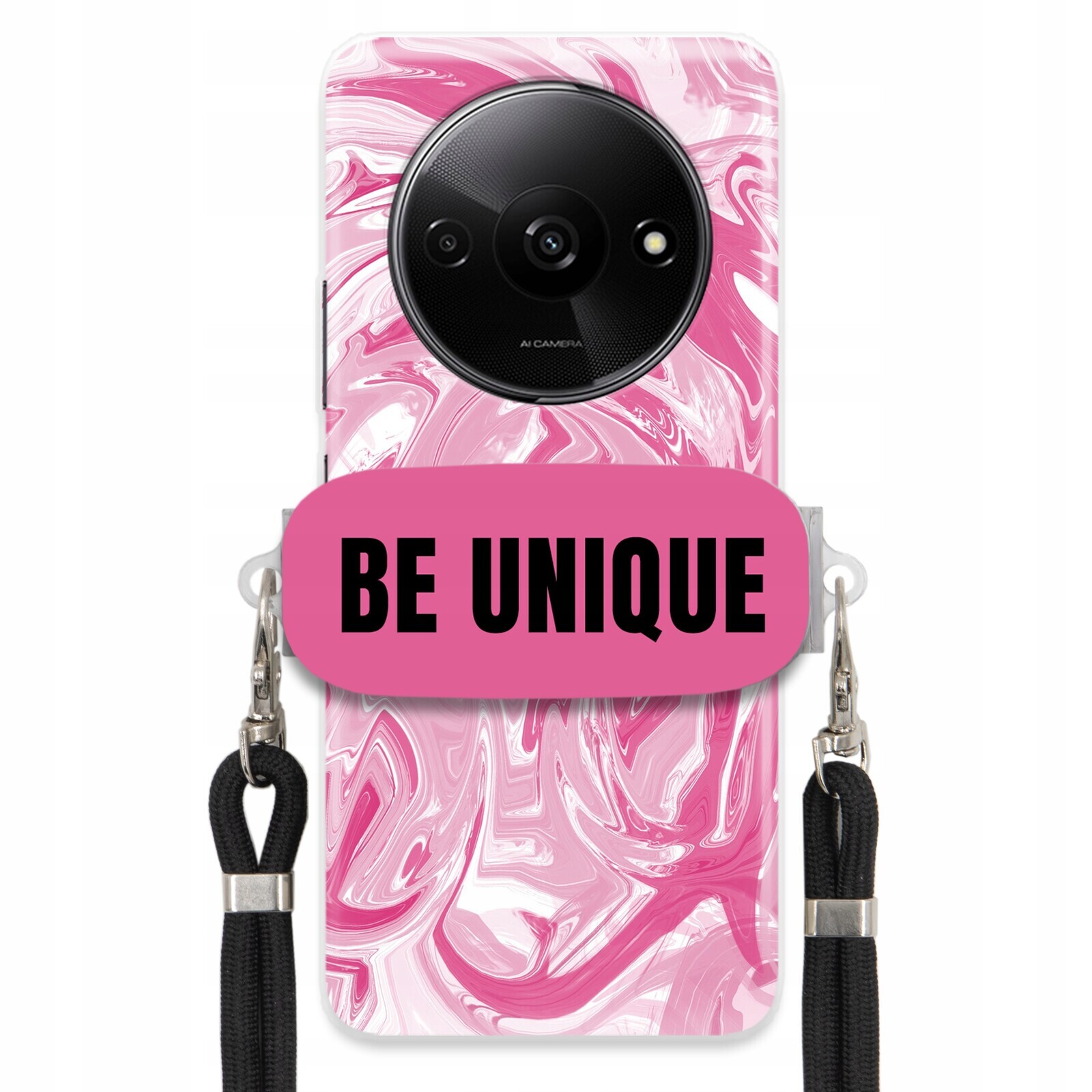 Pouzdro pro Xiaomi Redmi A3 4G Pouzdro úchytka Šňůrka Černá Růžová Mramor Unikátní