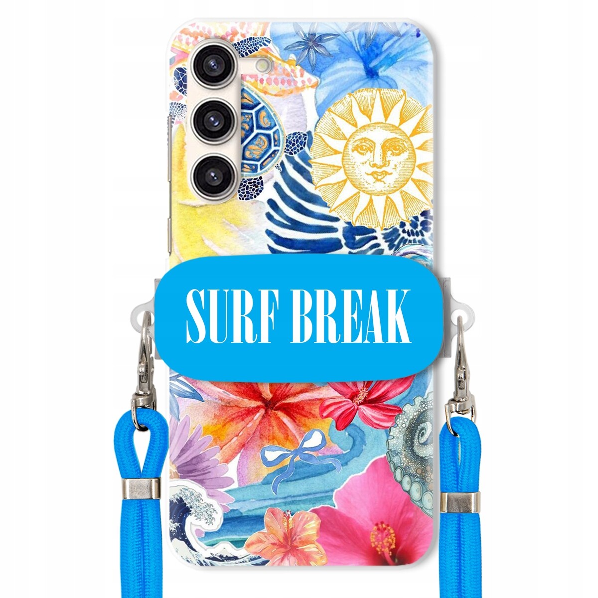 Pouzdro pro Samsung S23 vodítko Crossbody Blue držák Surf Break na dovolenou