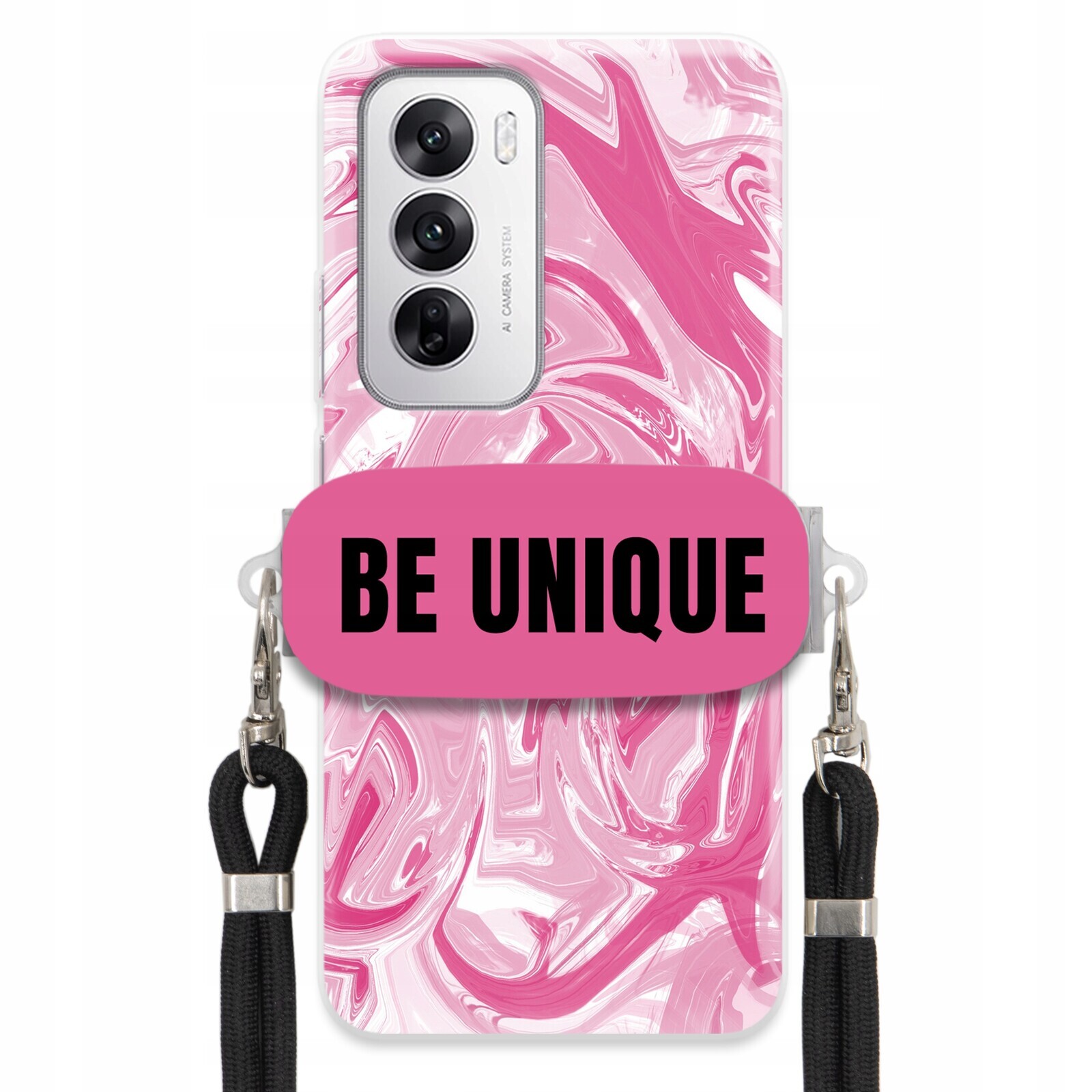 Pouzdro pro Oppo Reno 12 5G Case Uchytky Šňůrka Černá Růžová Mramorová Unikátní