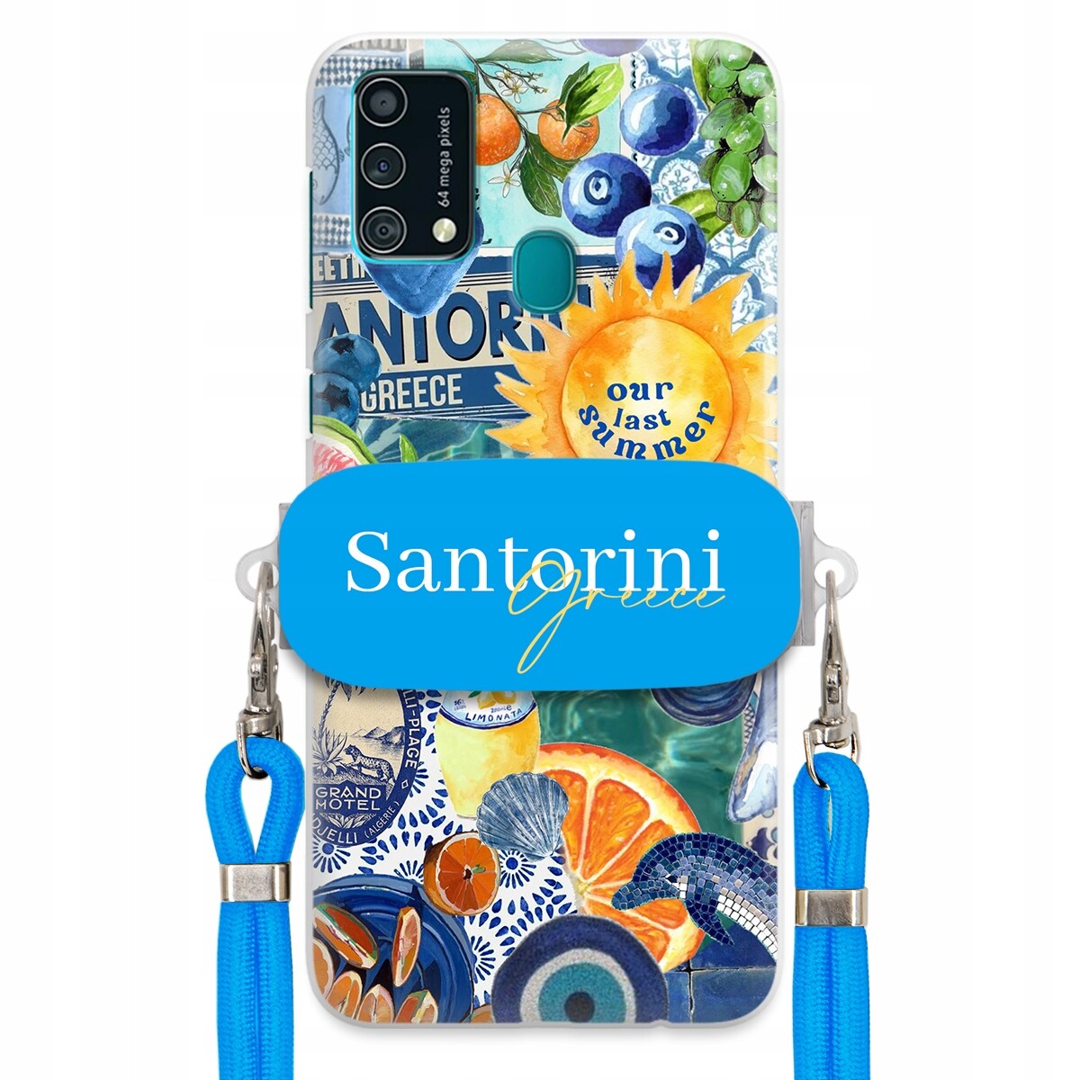 Pouzdro pro Samsung F41 Modré Crossbody vodítko držák Santorini Sea Vibes