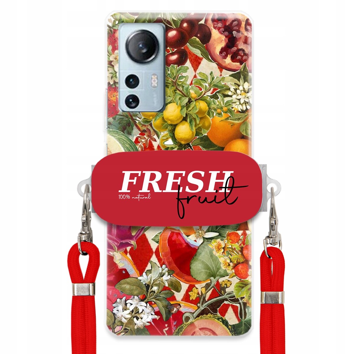 Pouzdro pro Xiaomi 12 Lite Červené Crossbody vodítko Držák Fresh Fruit Ovoce