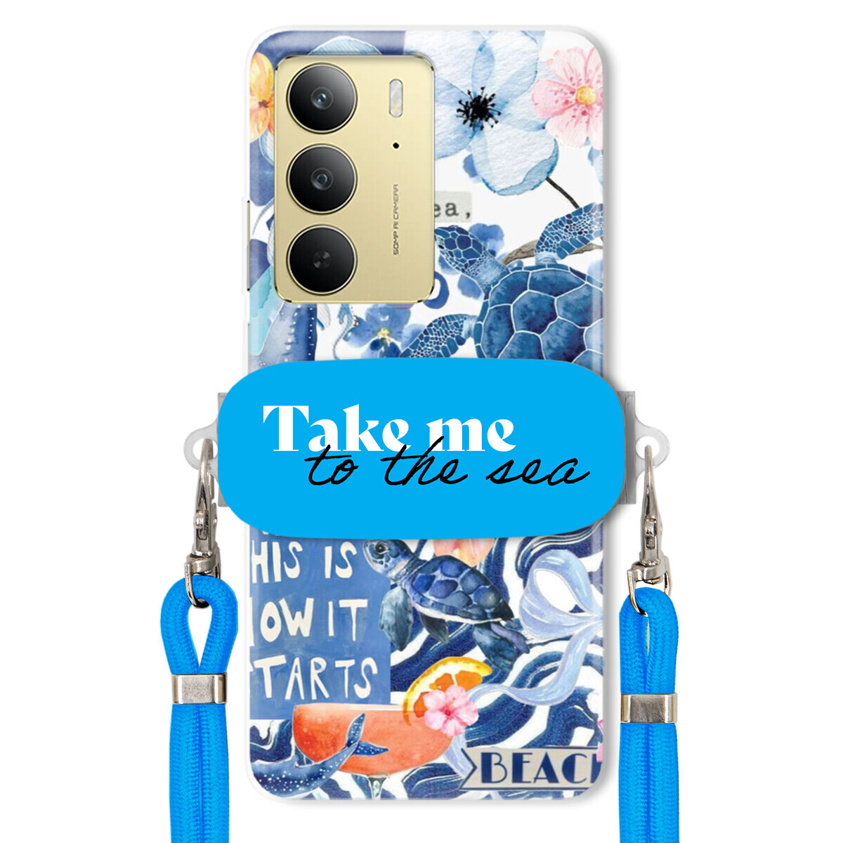 Pouzdro pro Realme C75 4G Premium Vodítko modré Držák Take Me To The Sea
