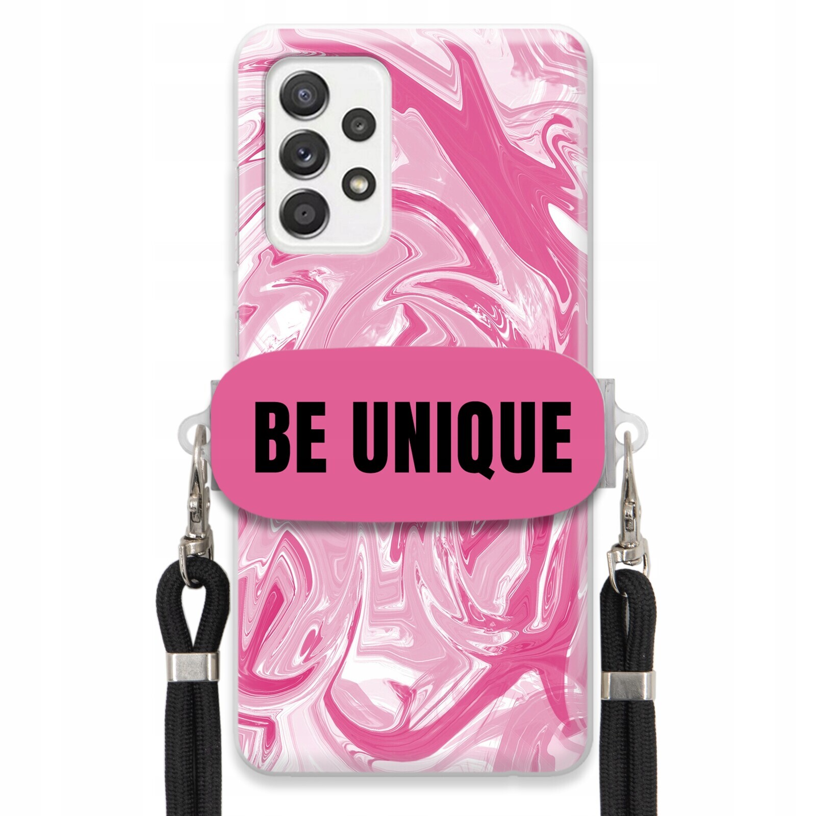Pouzdro pro Samsung A52 úchyt šňůrka Černá Růžová Mramorová Be Unique