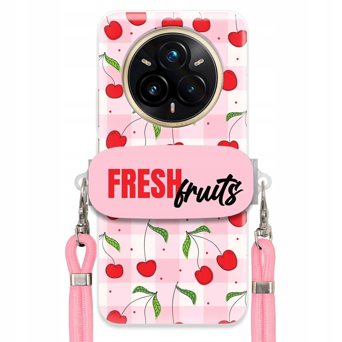 Pouzdro pro Realme 14 Pro Plus 5G Case Držák Šňůra Růžová Fresh Fruits Mřížka