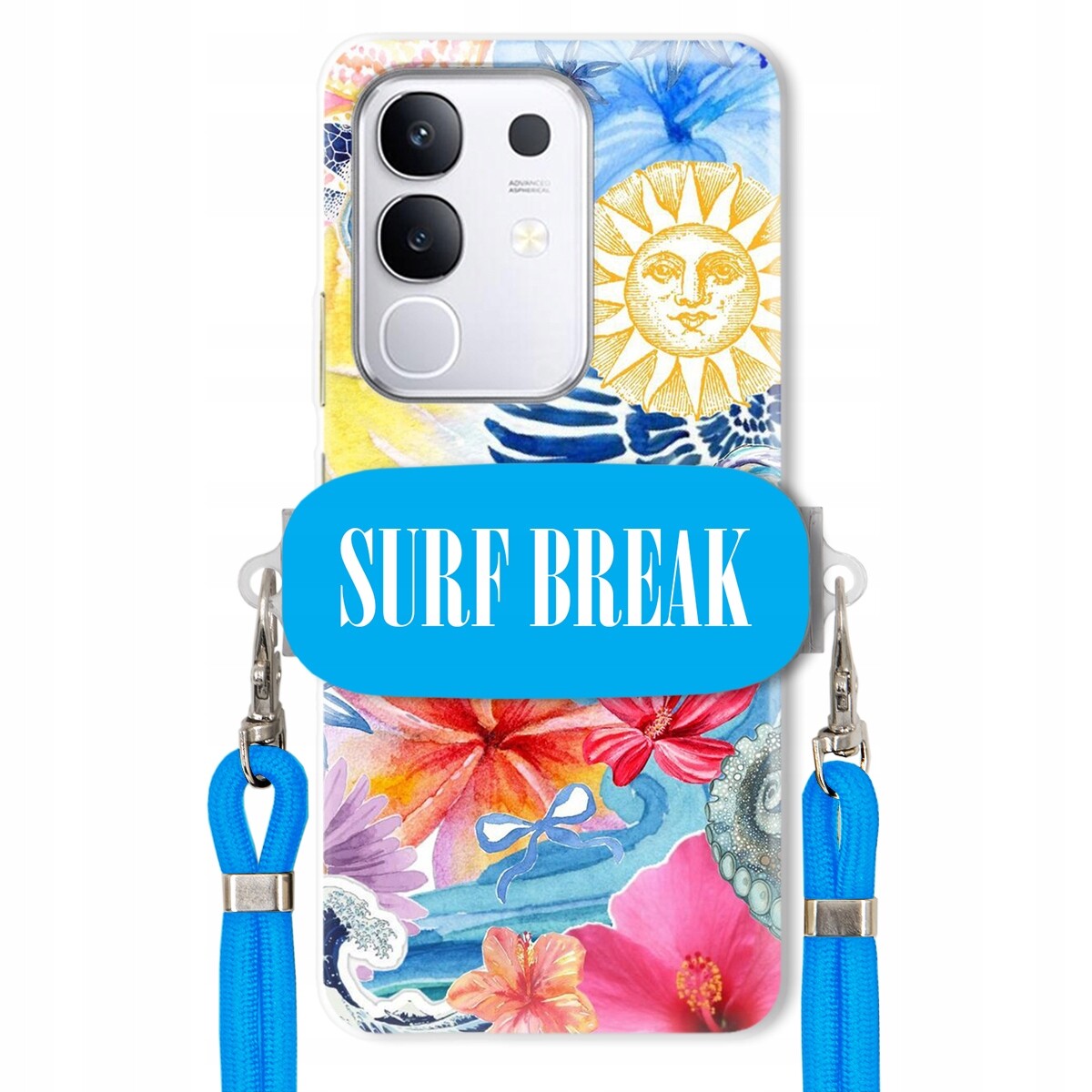 pouzdro na Vivo Y29 4G Modré Crossbody vodítko Držák Surf Break Léta