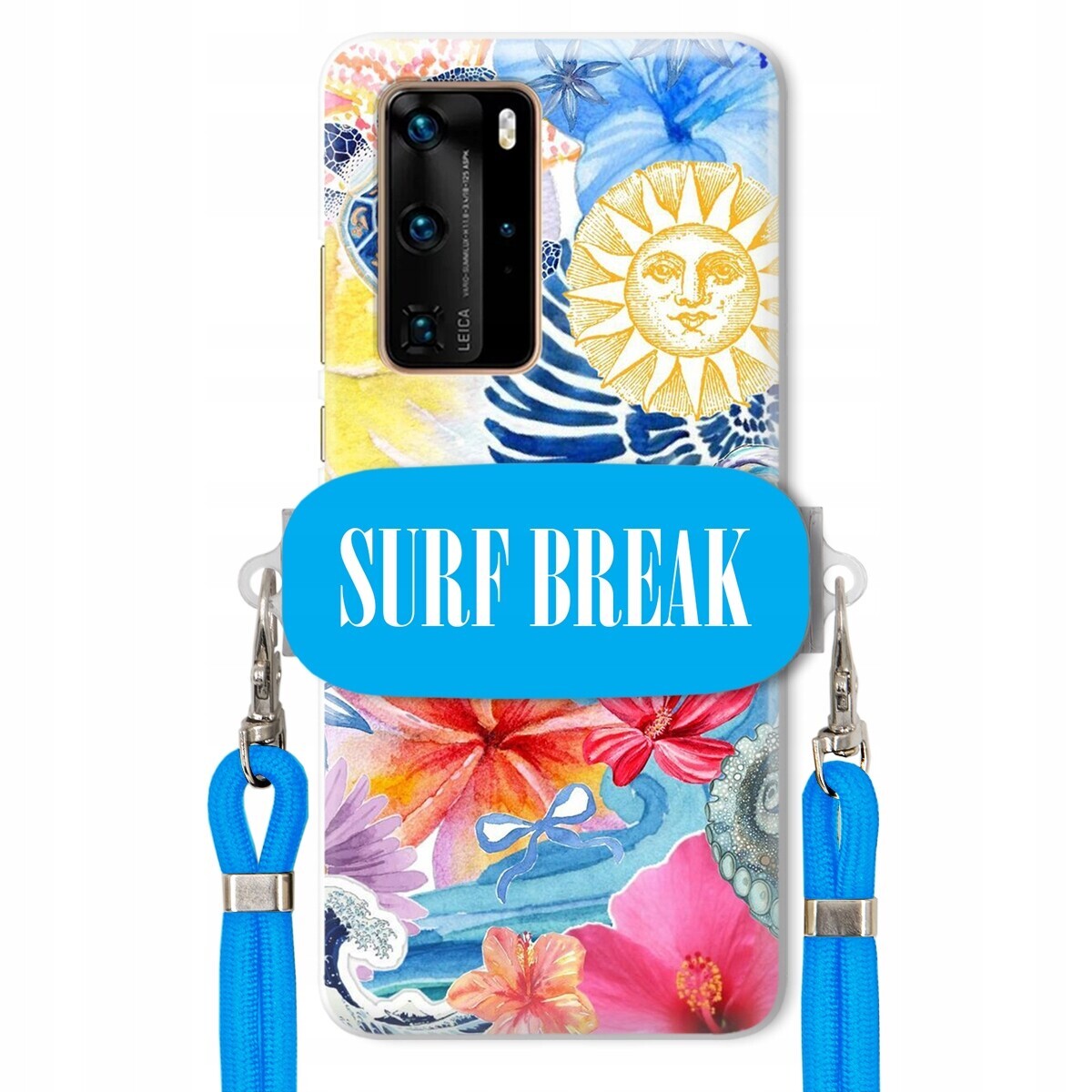 Pouzdro pro Huawei P40 Pro Crossbody vodítko modré držák Surf Break Dovolená