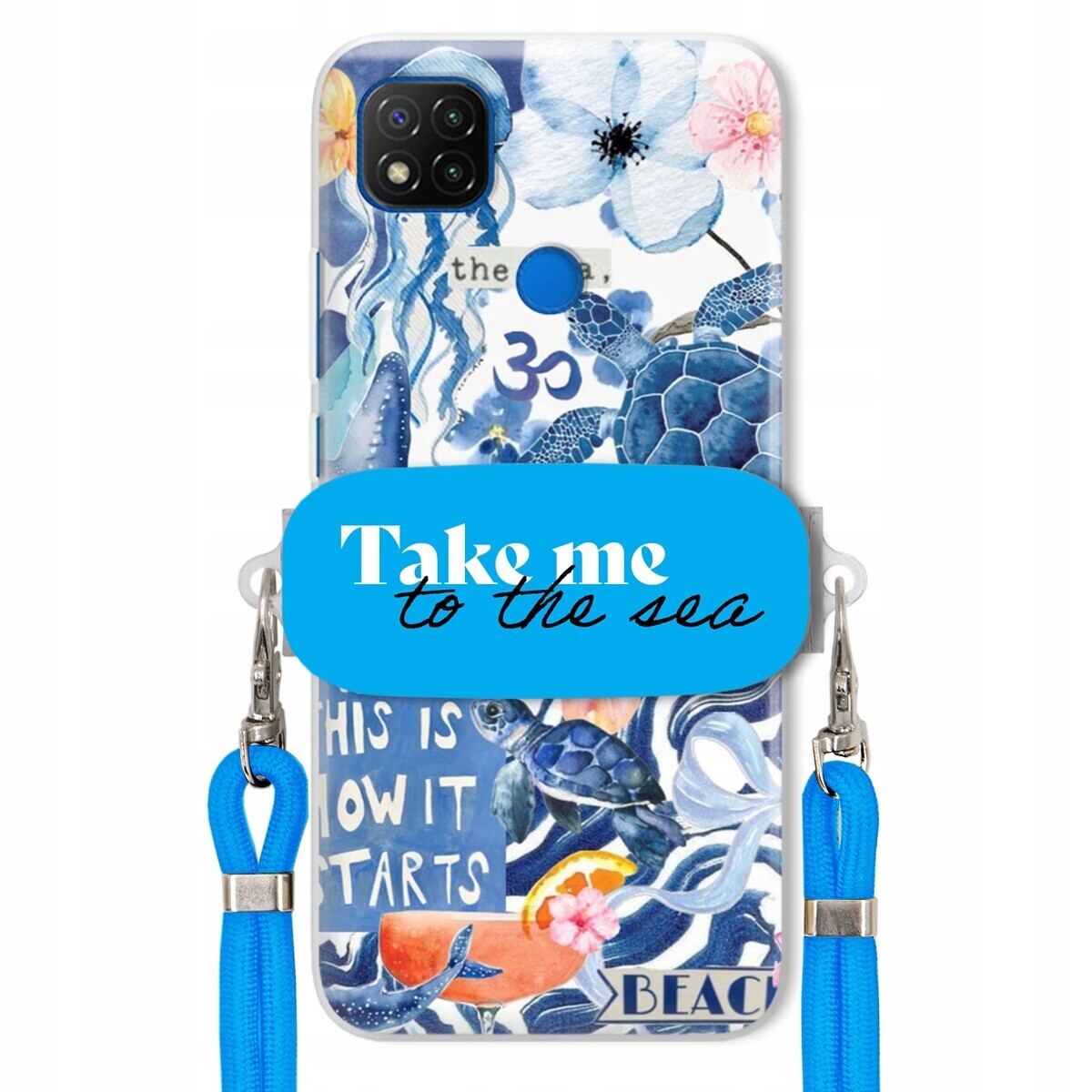 Pouzdro pro Xiaomi Redmi 9C Premium Vodítko modré Držák Take Me To The Sea