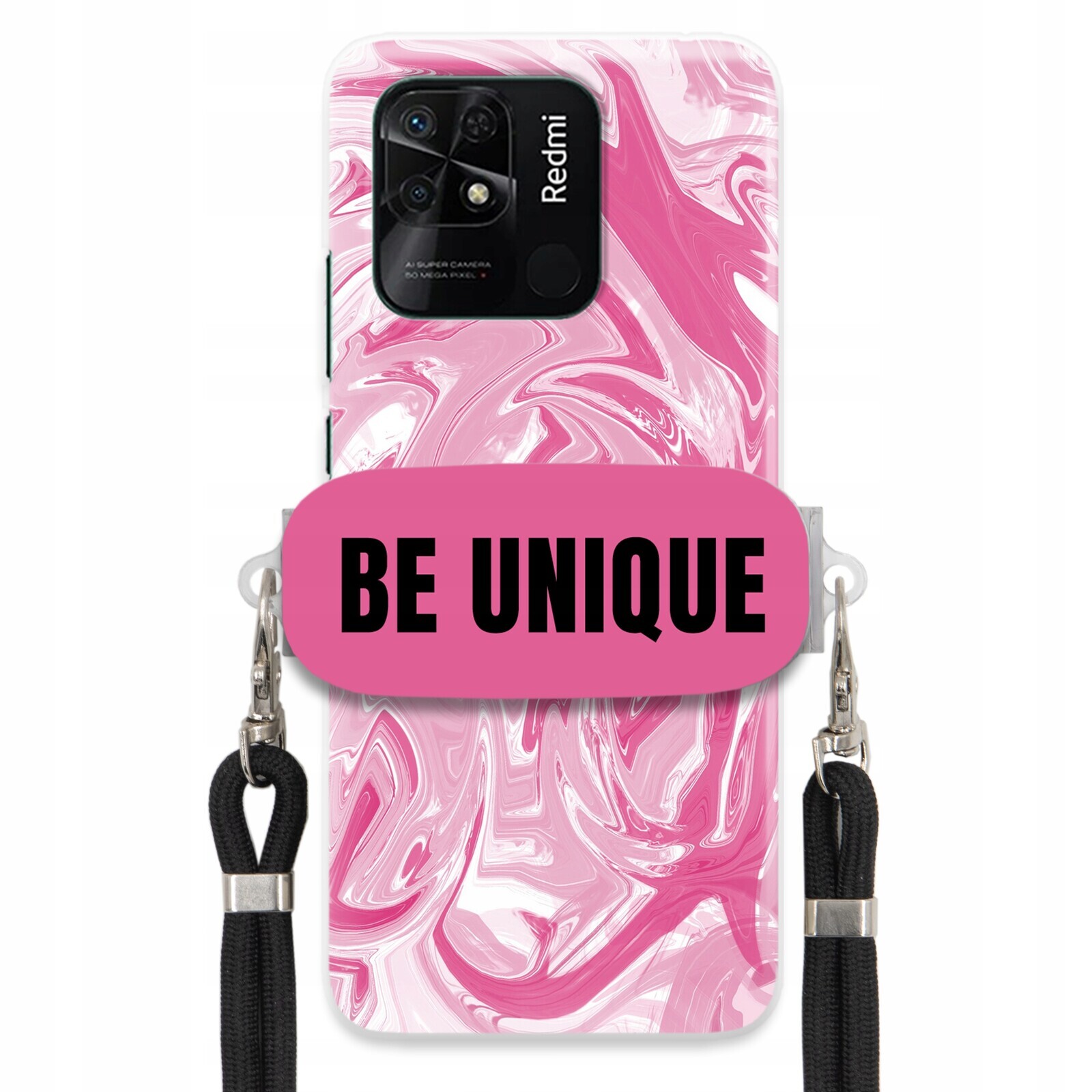 Pouzdro pro Xiaomi Redmi 10C 4G Case úchytka Šňůrka Černá Růžová Mramorová Unique
