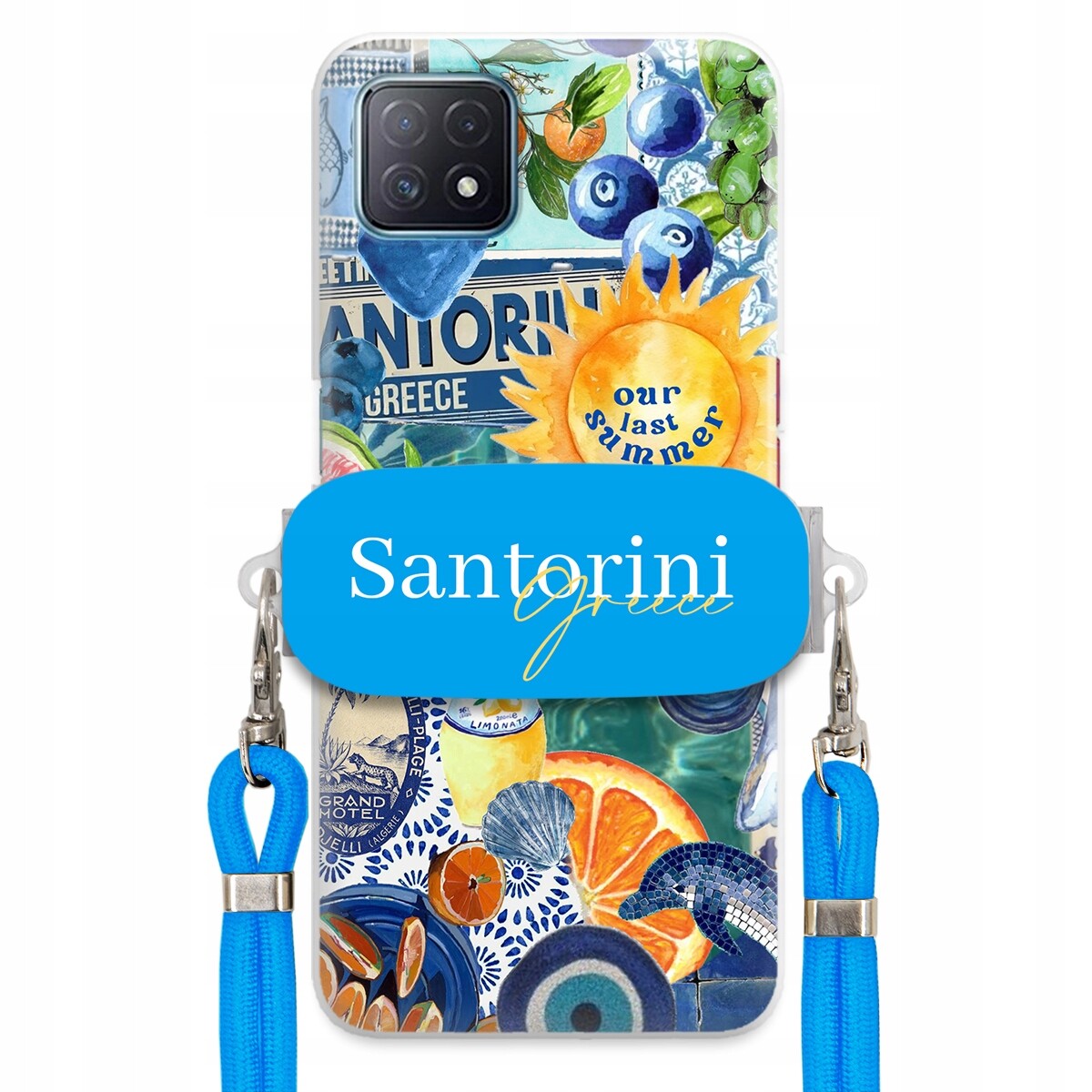 Pouzdro pro Oppo A72 5G Modré Crossbody vodítko držák Santorini Sea Vibes