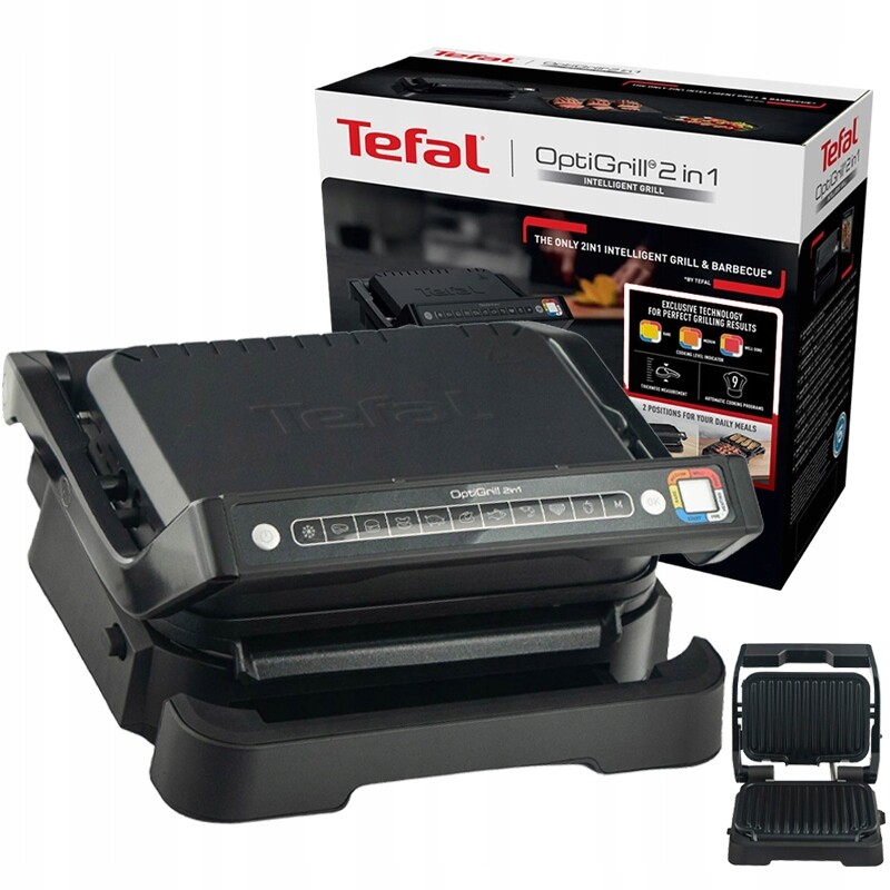 Elektrický gril Tefal Optigrill 2v1 GC7728 2100W Černý Skládací