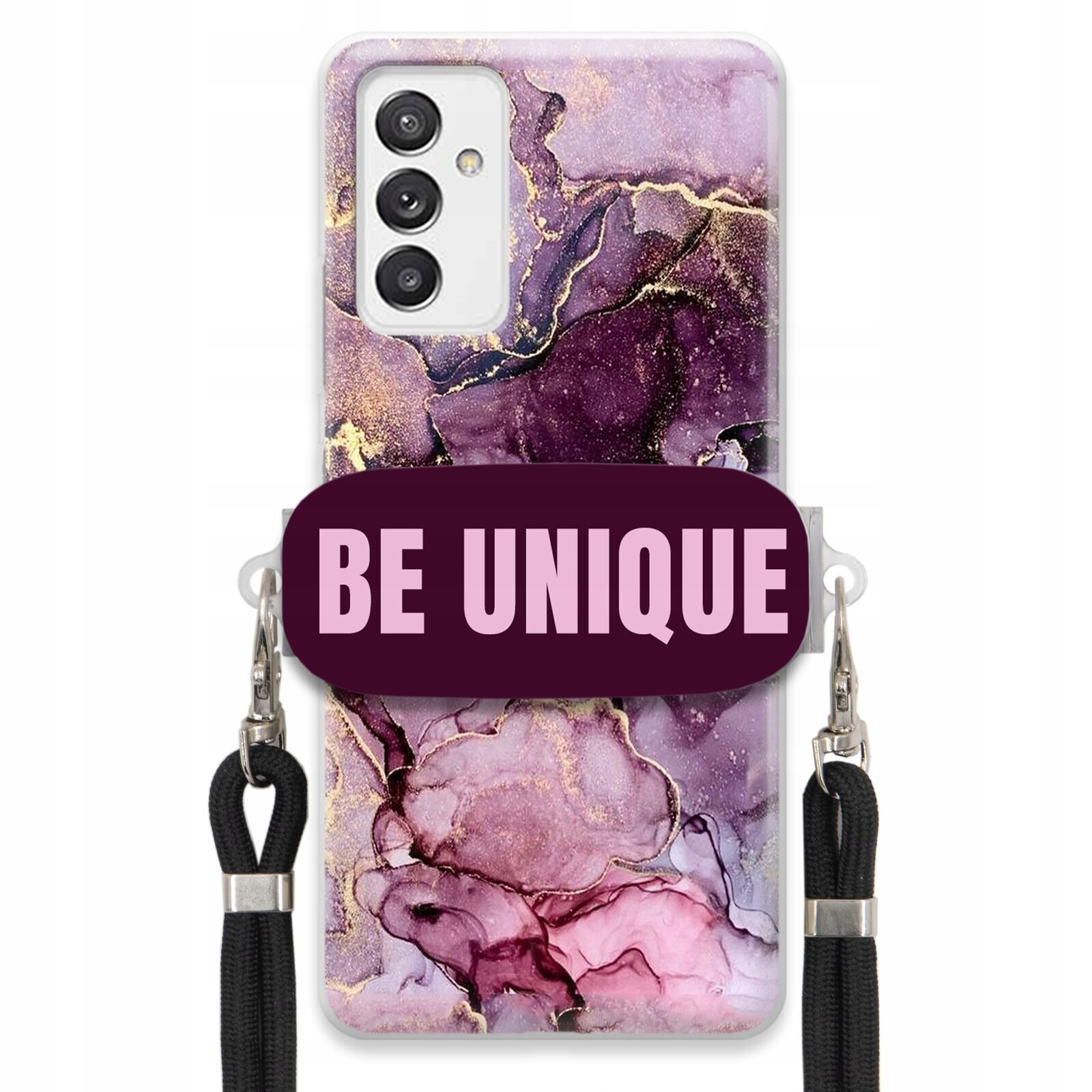 Pouzdro pro Samsung A82 5G úchytka pro šňůrku Černá Fialová Mramor Be Unique