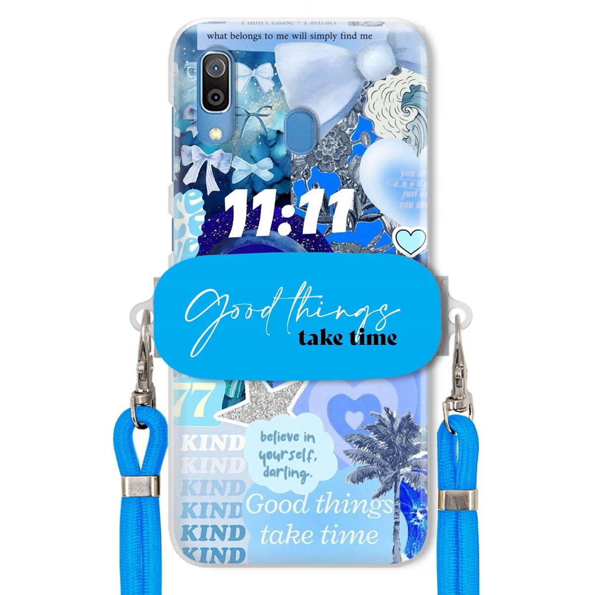 Pouzdro pro Samsung A30 Držák Crossbody vodítko Good Things Take Time Lata
