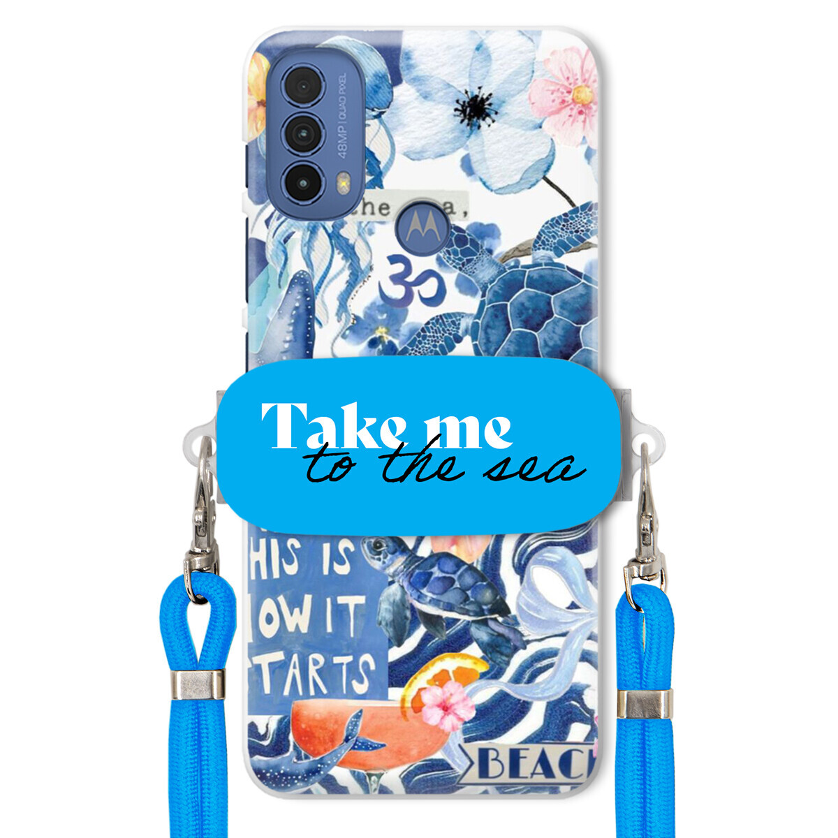 Pouzdro pro Motorola E30 Premium Vodítko modré Držák Take Me To The Sea