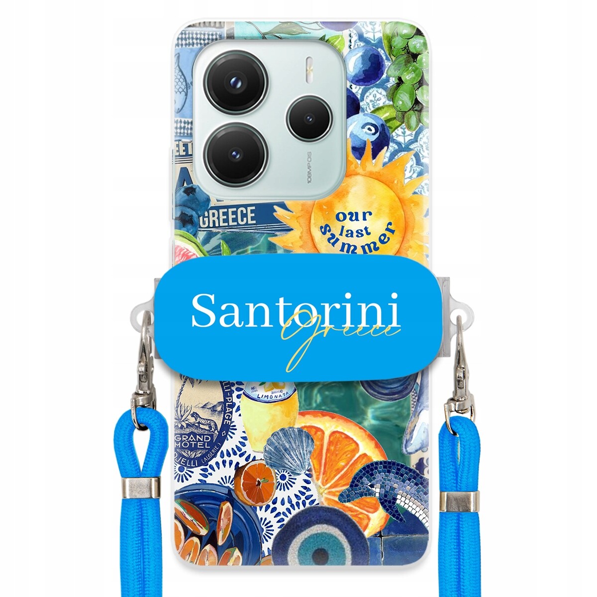 Pouzdro pro Xiaomi Redmi Note 14 5G Modré vodítko Crossbody+ Držák Santorini