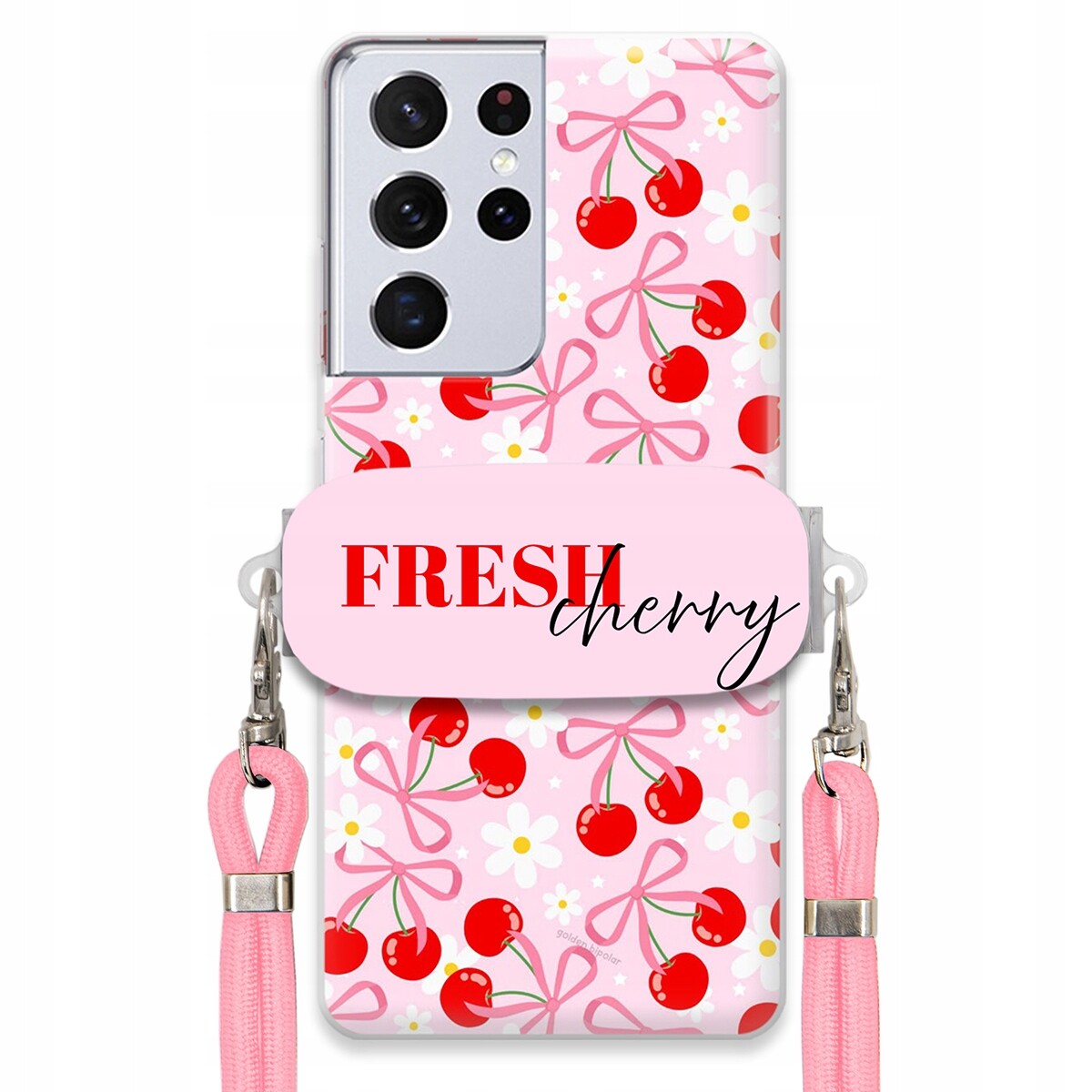 Pouzdro pro Samsung S30 Ultra Case Držák na šňůrku Růžový Fresh Cherry Mašle