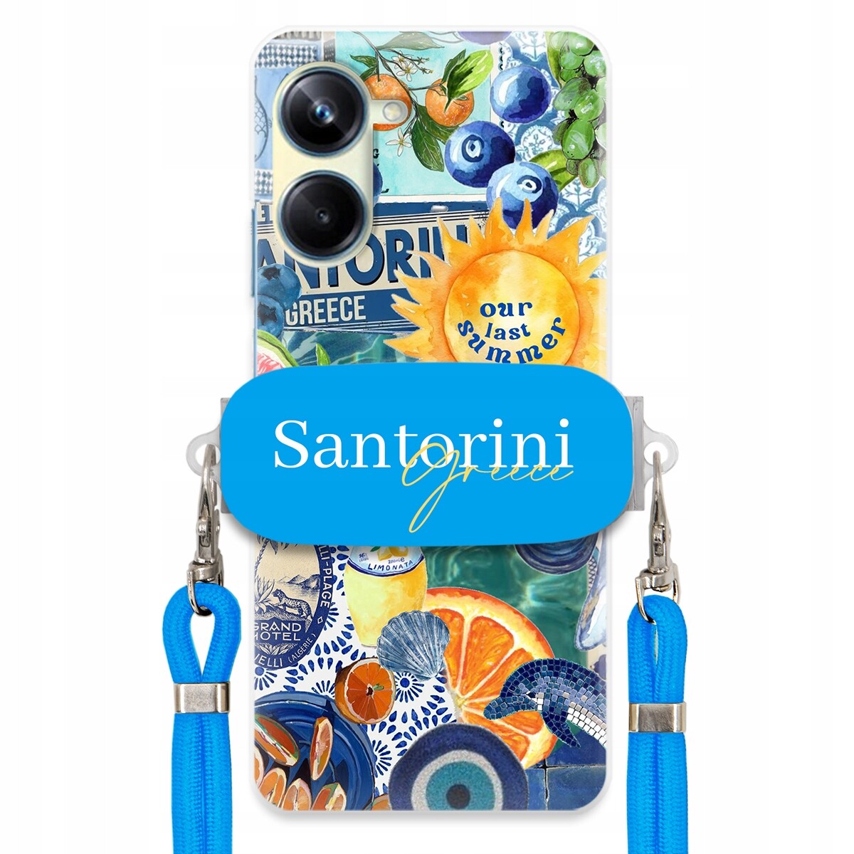 Pouzdro pro Realme 10 Pro 5G Modré Crossbody vodítko Držák Santorini Sea