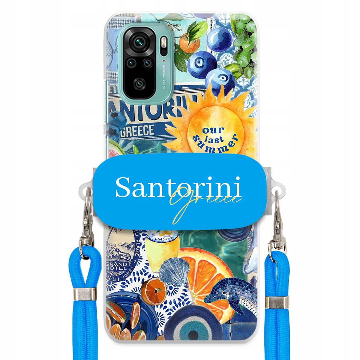 Pouzdro pro Xiaomi Redmi Note 10 Modré vodítko držák Santorini Sea Vibes