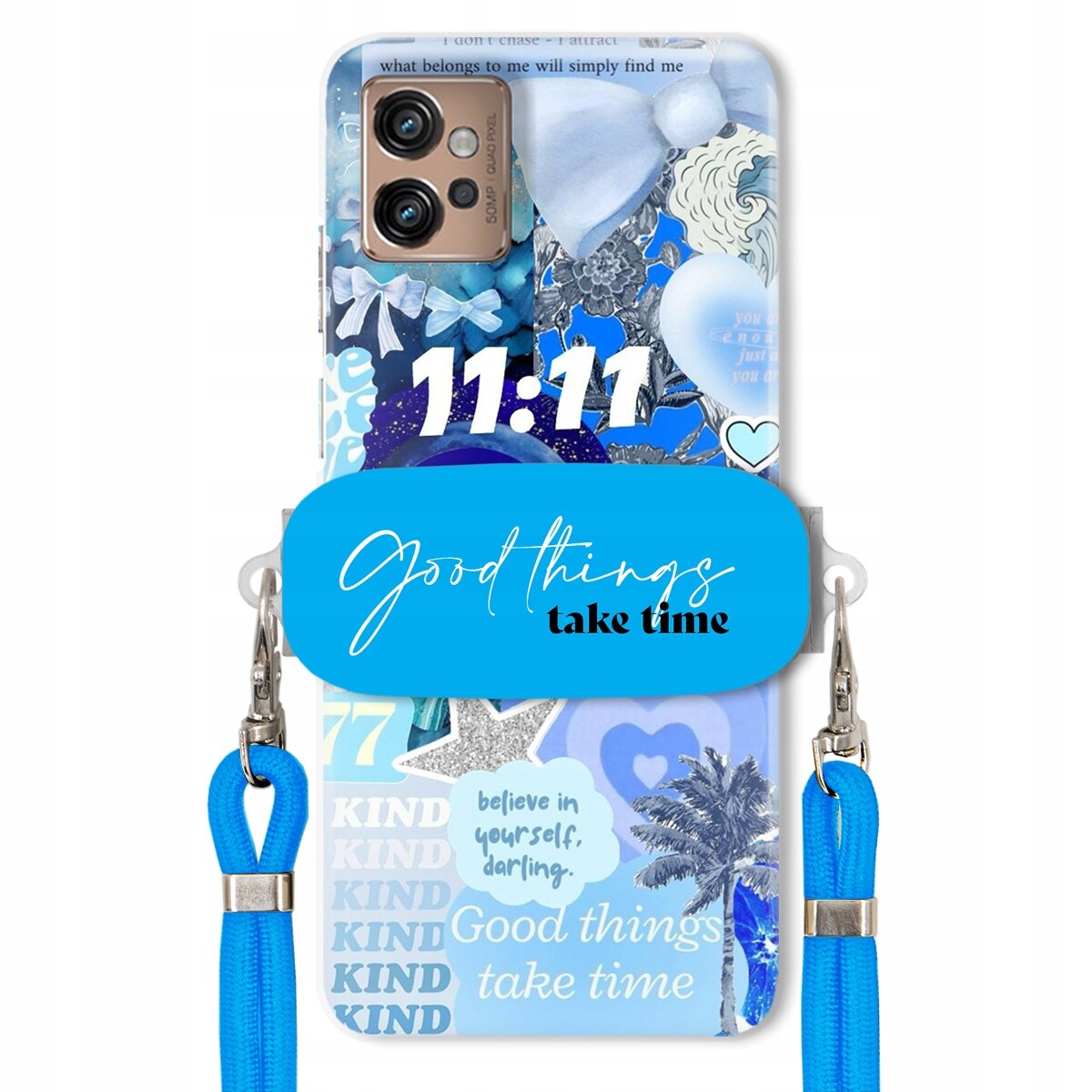 Pouzdro pro Motorola G32 Držák Vodítko Crossbody Good Things Take Time Lata