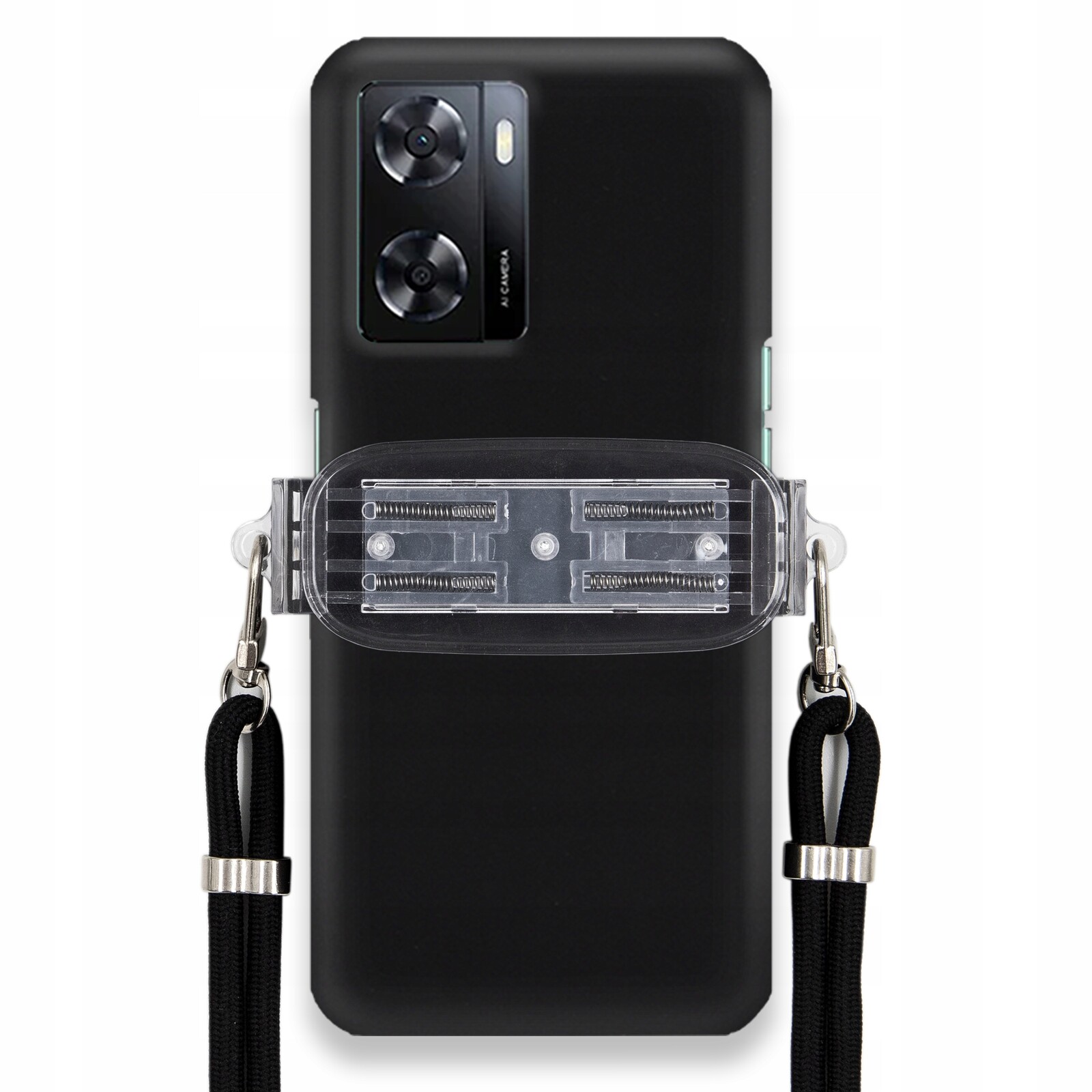 Pouzdro Pro Oppo A57 4G Smooth Case Ochrana Univerzální Držák Černá Šňůrka