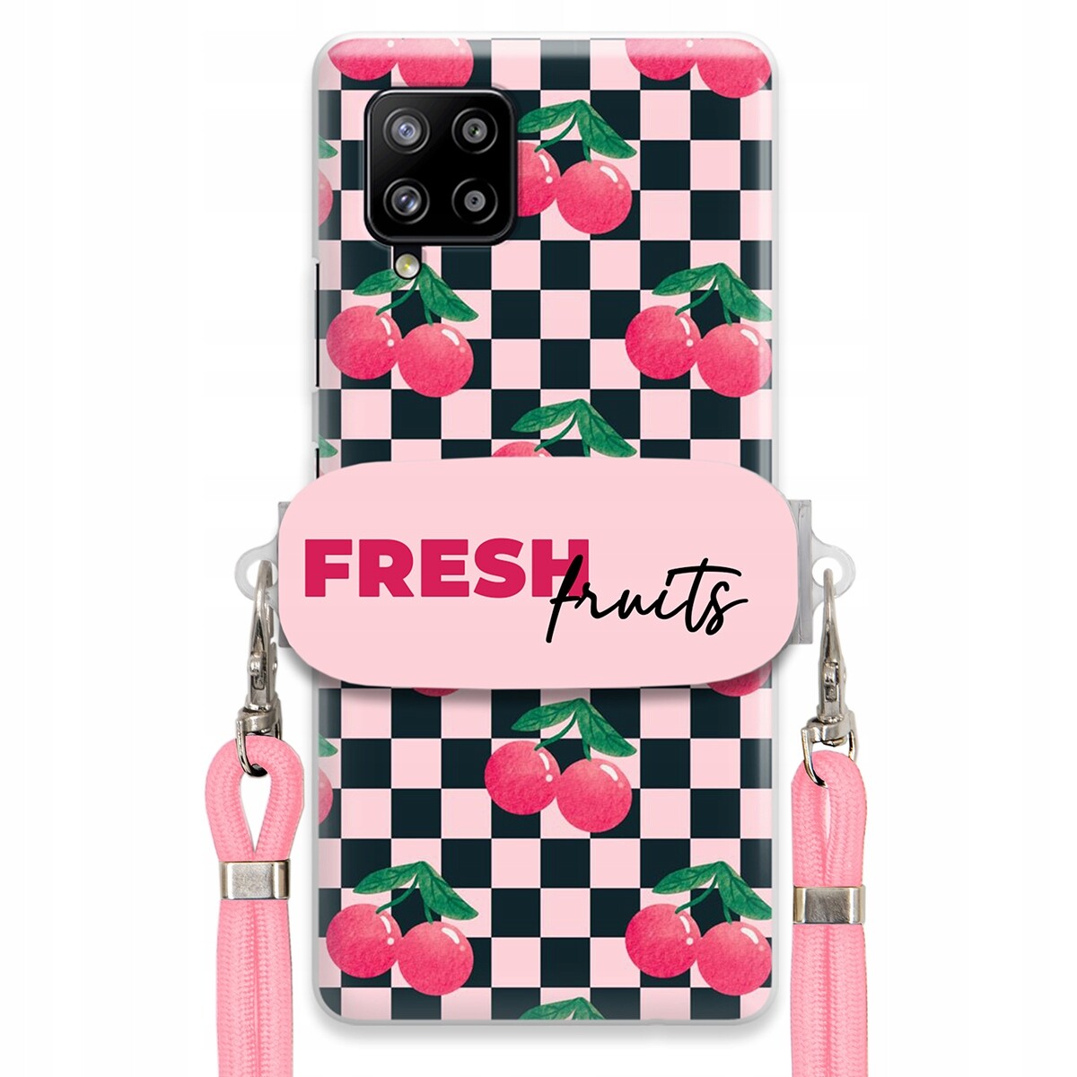 Pouzdro pro Samsung A42 5G Crossbody vodítko držák Šachovnice Fresh Fruits