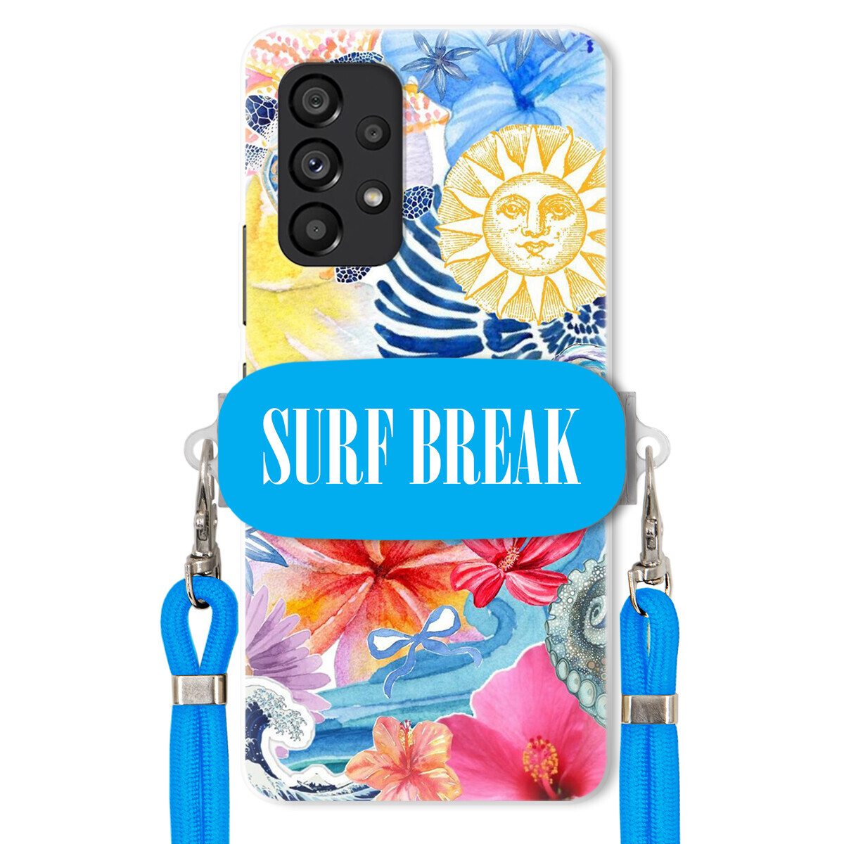 Pouzdro pro Samsung M53 5G Crossbody vodítko modré držák Surf Break Dovolená