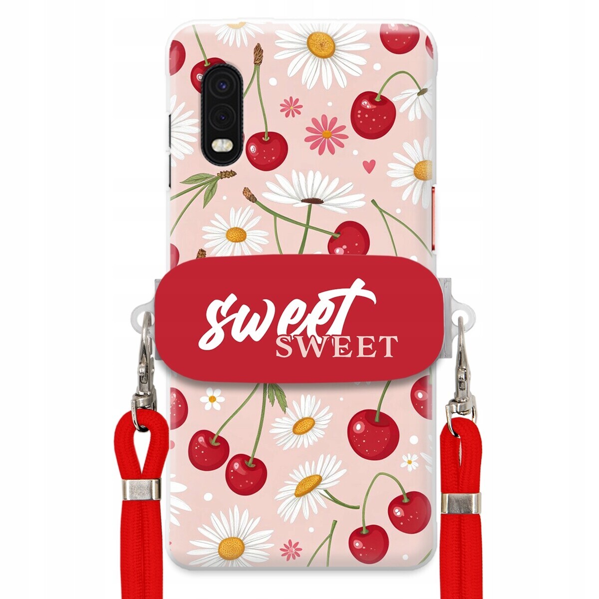 Pouzdro pro Samsung Xcover Pro Červené vodítko držák Sweet Sweet Višňový Květ