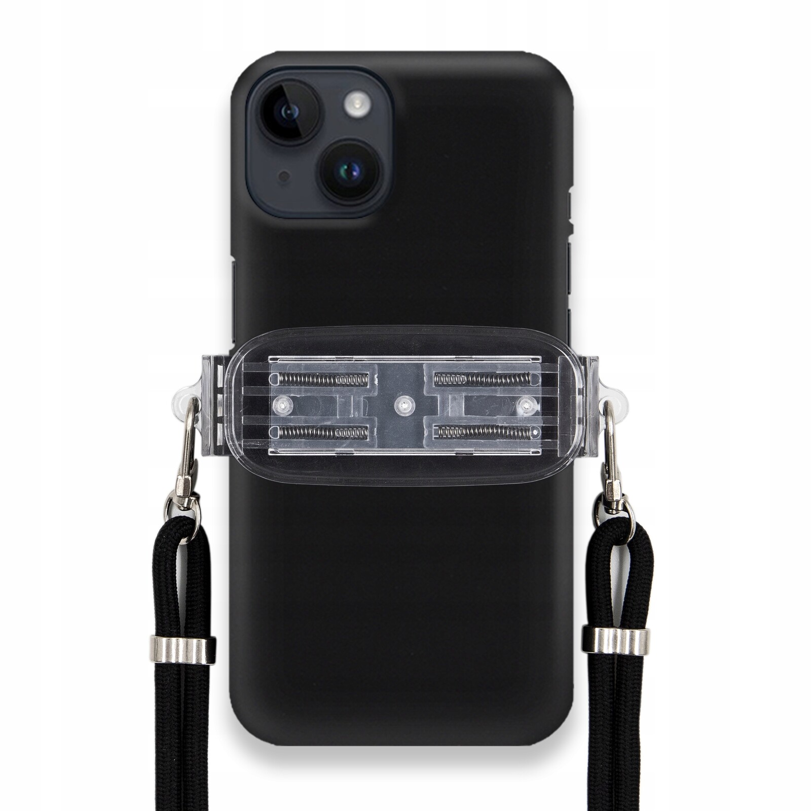 Pouzdro Pro Iphone 15 Smooth Case Ochrana Univerzální Držák Černá Šňůrka