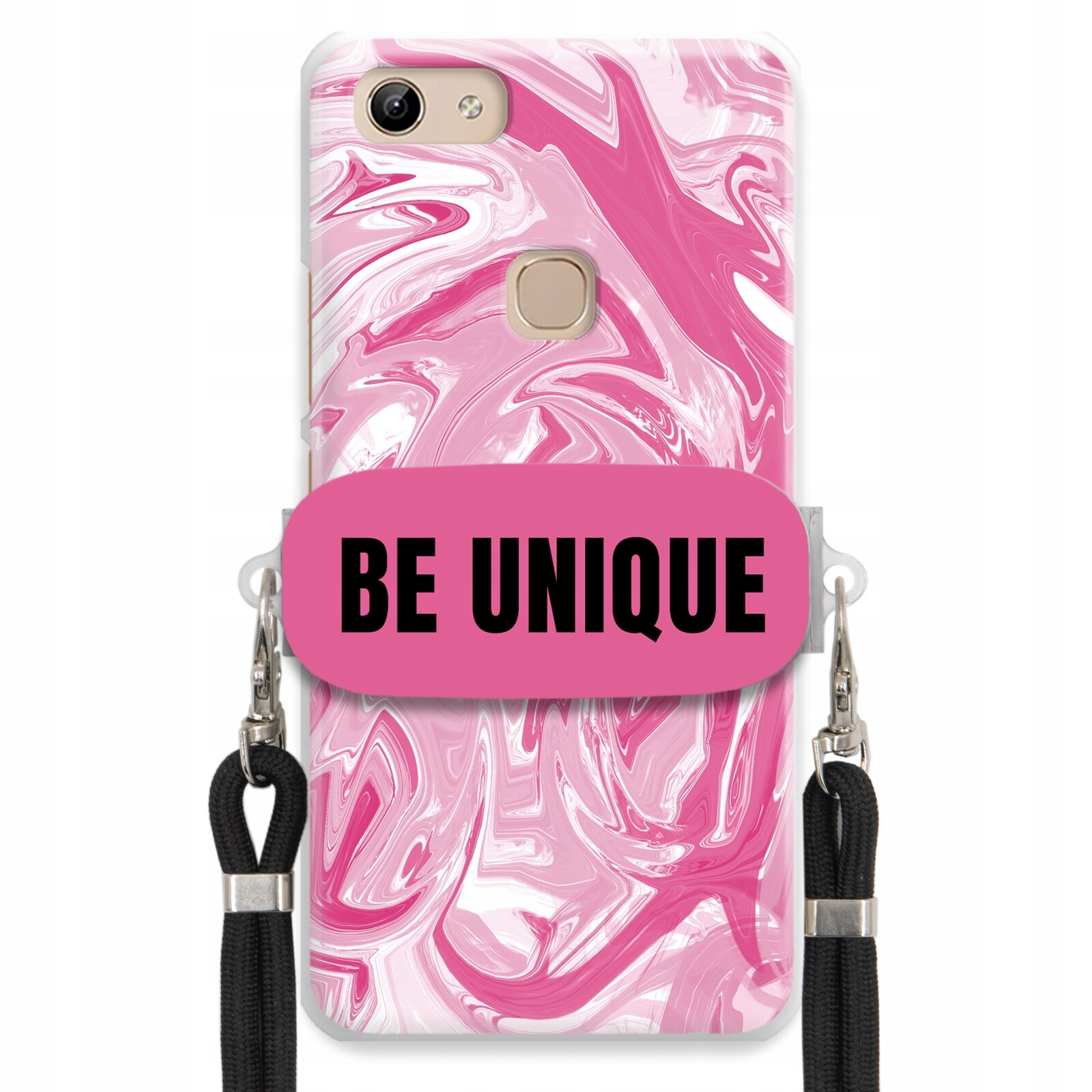 pouzdro na Vivo Y81 Pouzdro Uchyt Šňůra Černá Růže Mramor Unikátní