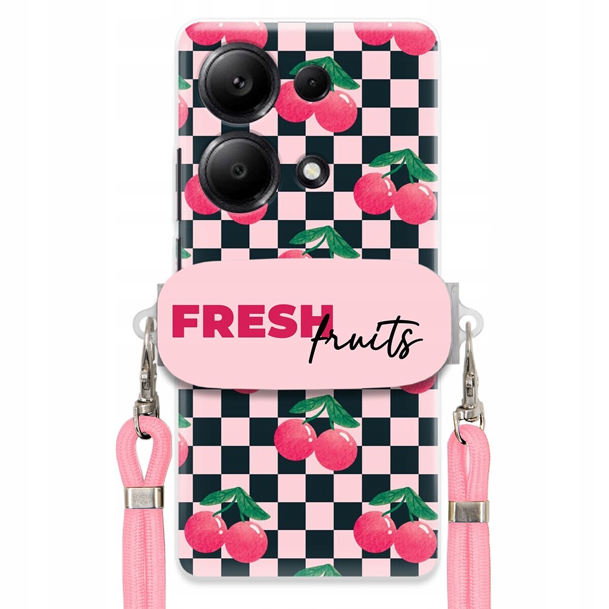 Pouzdro pro Xiaomi Redmi Note 13 Pro 4G Růžové vodítko Držák Fresh Fruits Módní