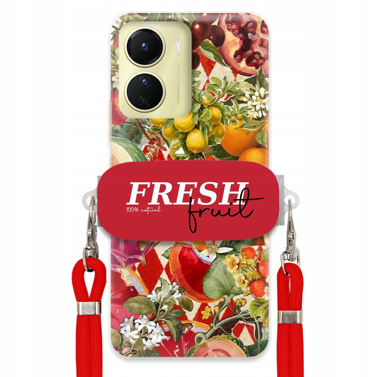 pouzdro na Vivo Y16 Červené vodítko Crossbody Držák Fresh Fruit Ovocný