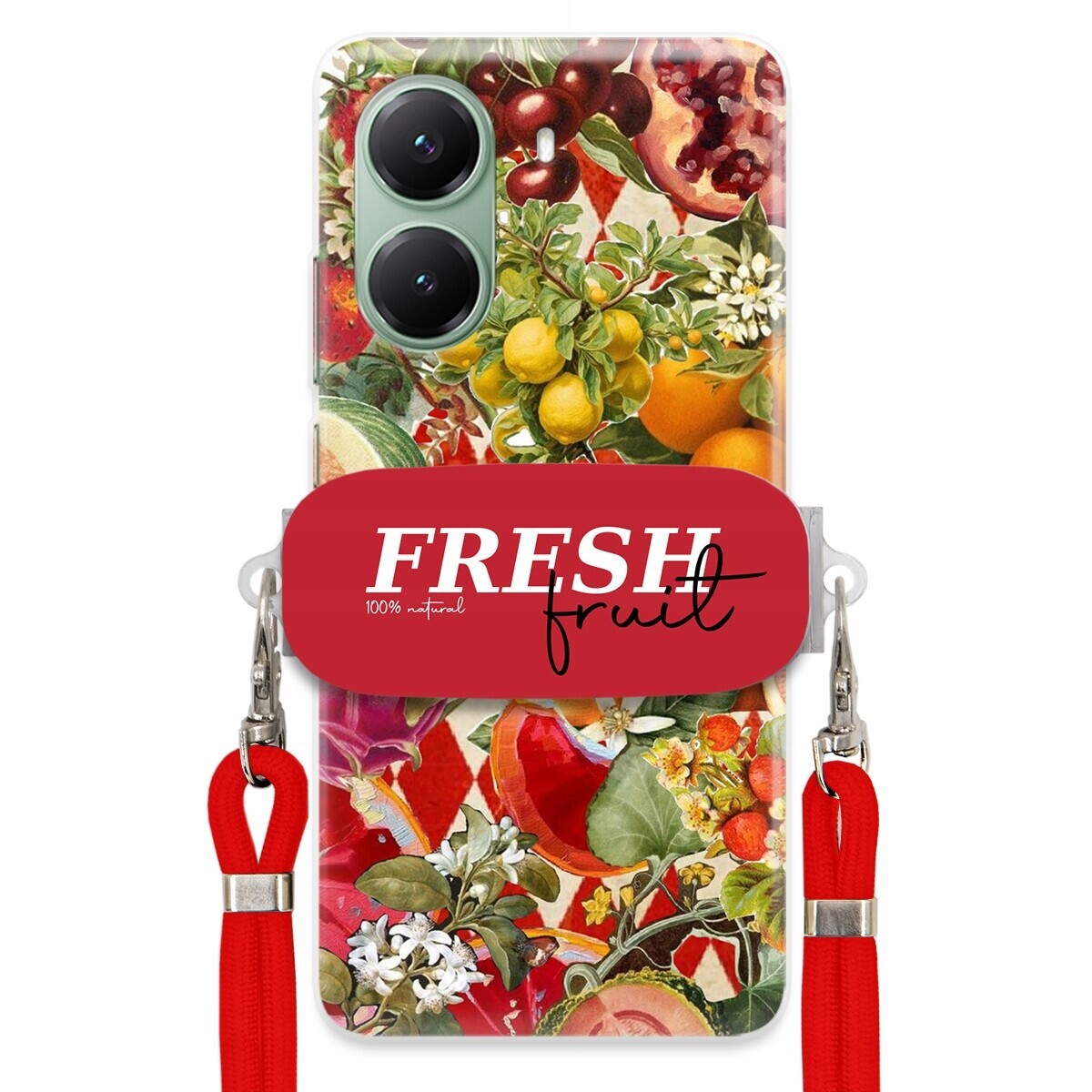 Pouzdro pro Xiaomi Poco X7 Pro 5G Červené Crossbody vodítko Držák Fresh Fruit