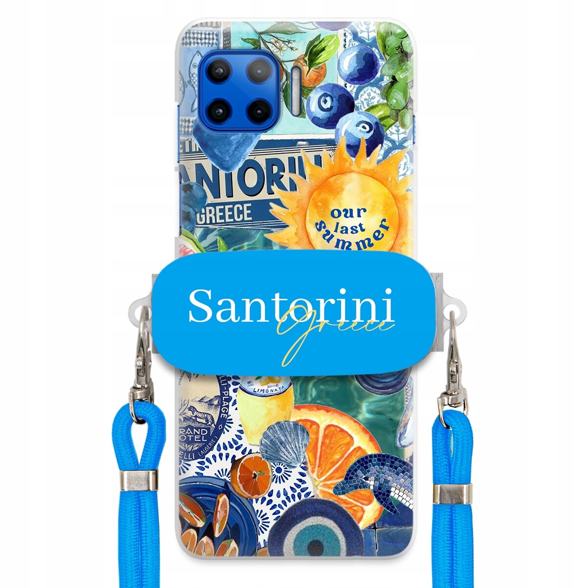 Pouzdro pro Motorola G 5G Plus Modré vodítko Crossbody Držák Santorini Sea