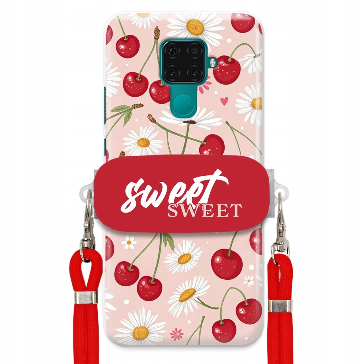 Pouzdro pro Huawei Mate 30 Lite Červené vodítko držák Sweet Sweet Višňový Květ