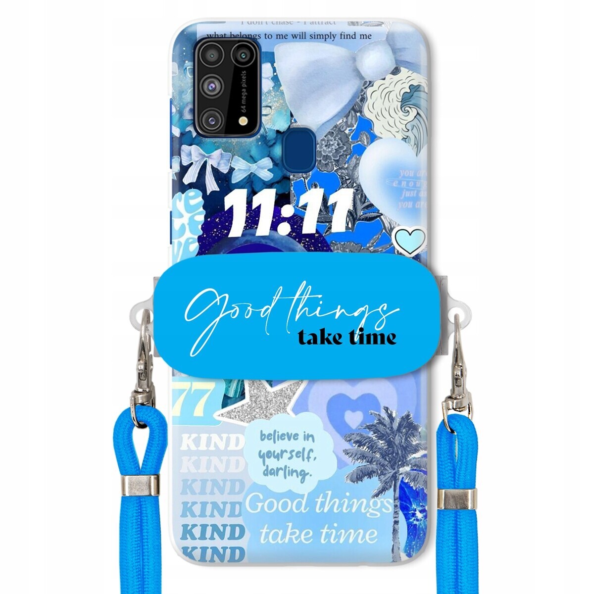 Pouzdro pro Samsung M31 Držák Crossbody vodítko Good Things Take Time Lata