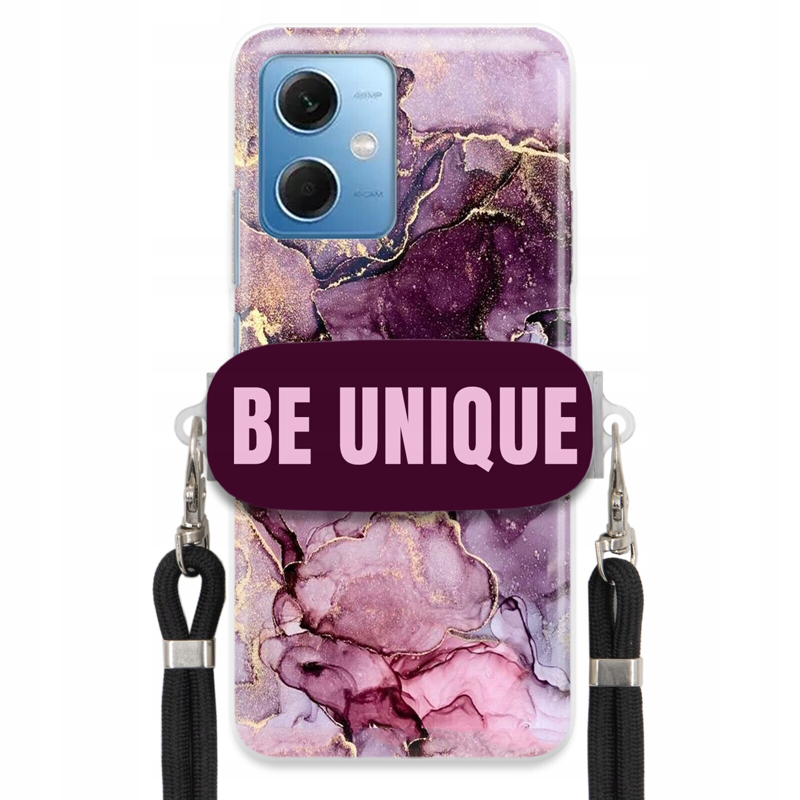 Pouzdro pro Xiaomi Poco X5 úchytka na šňůrku Černá Fialová Mramorová Be Unique