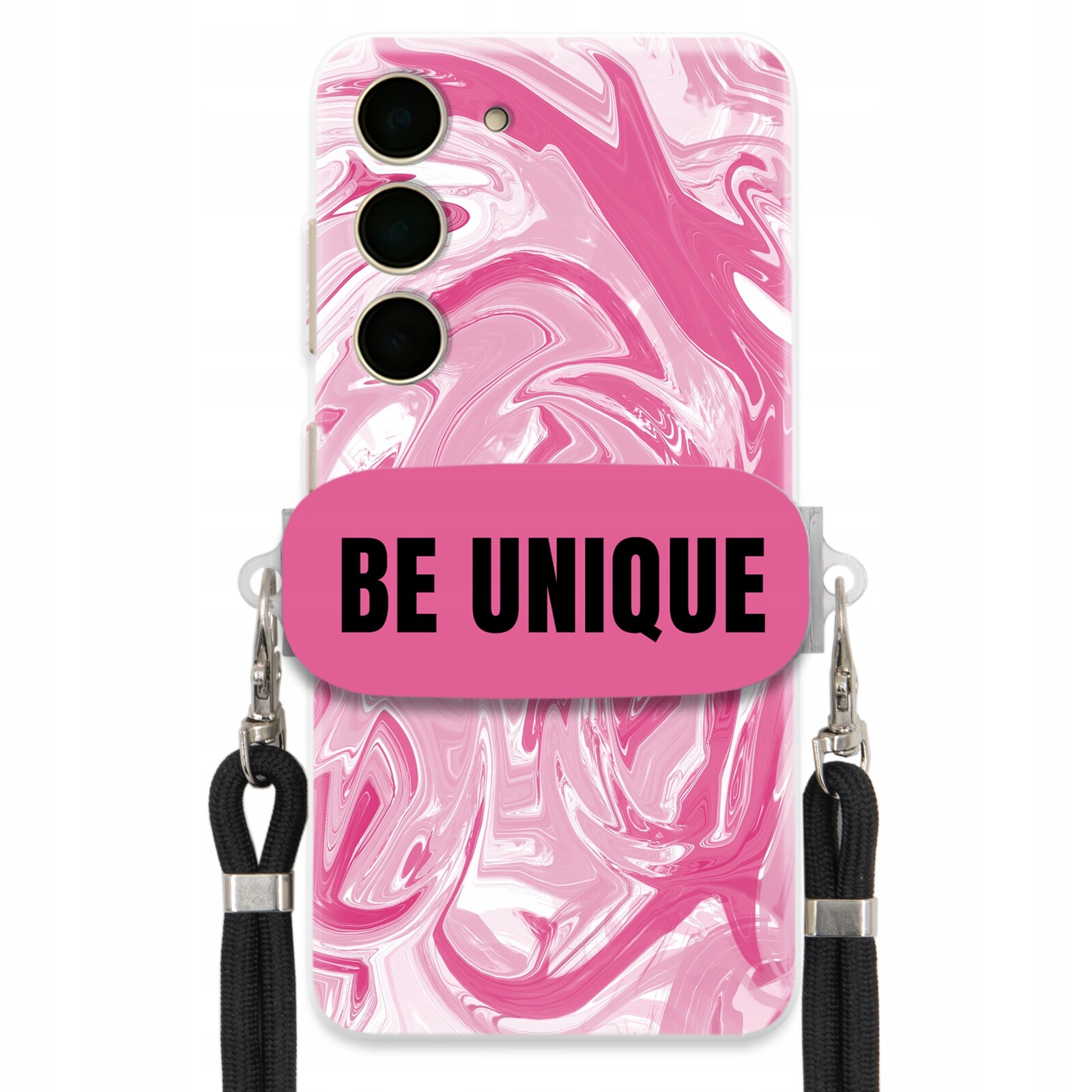 Pouzdro pro Samsung S24 Case úchytka šňůrka Černá Růžová Mramorová Be Unique