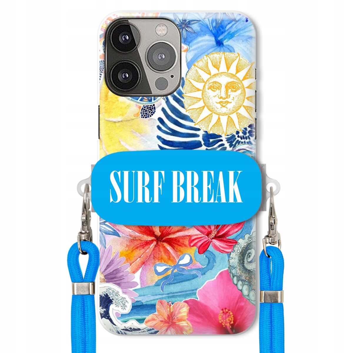 Pouzdro pro iPhone 13 Pro Max Crossbody vodítko modré držák Surf Break Léta
