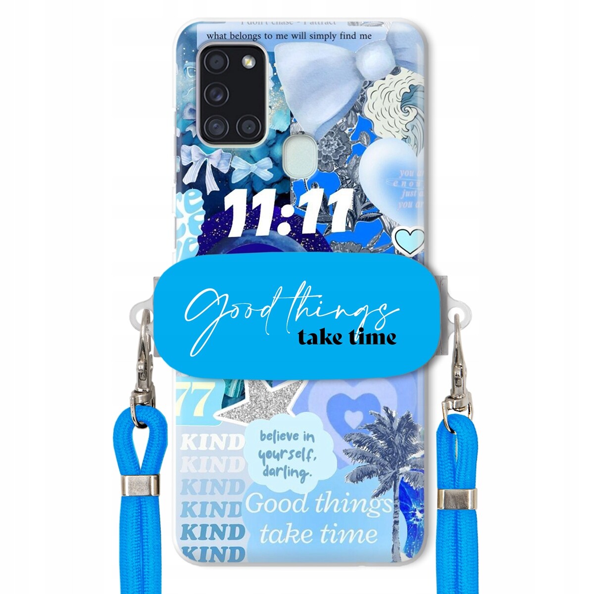 Pouzdro pro Samsung A21s Držák Vodítko Crossbody Good Things Take Time Lata
