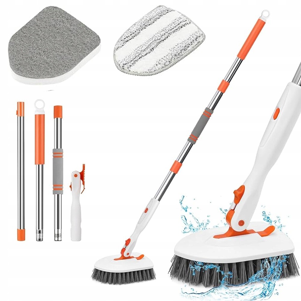 Kartáč na čištění vany a podlahových dlaždic 130 cm teleskopický 180°