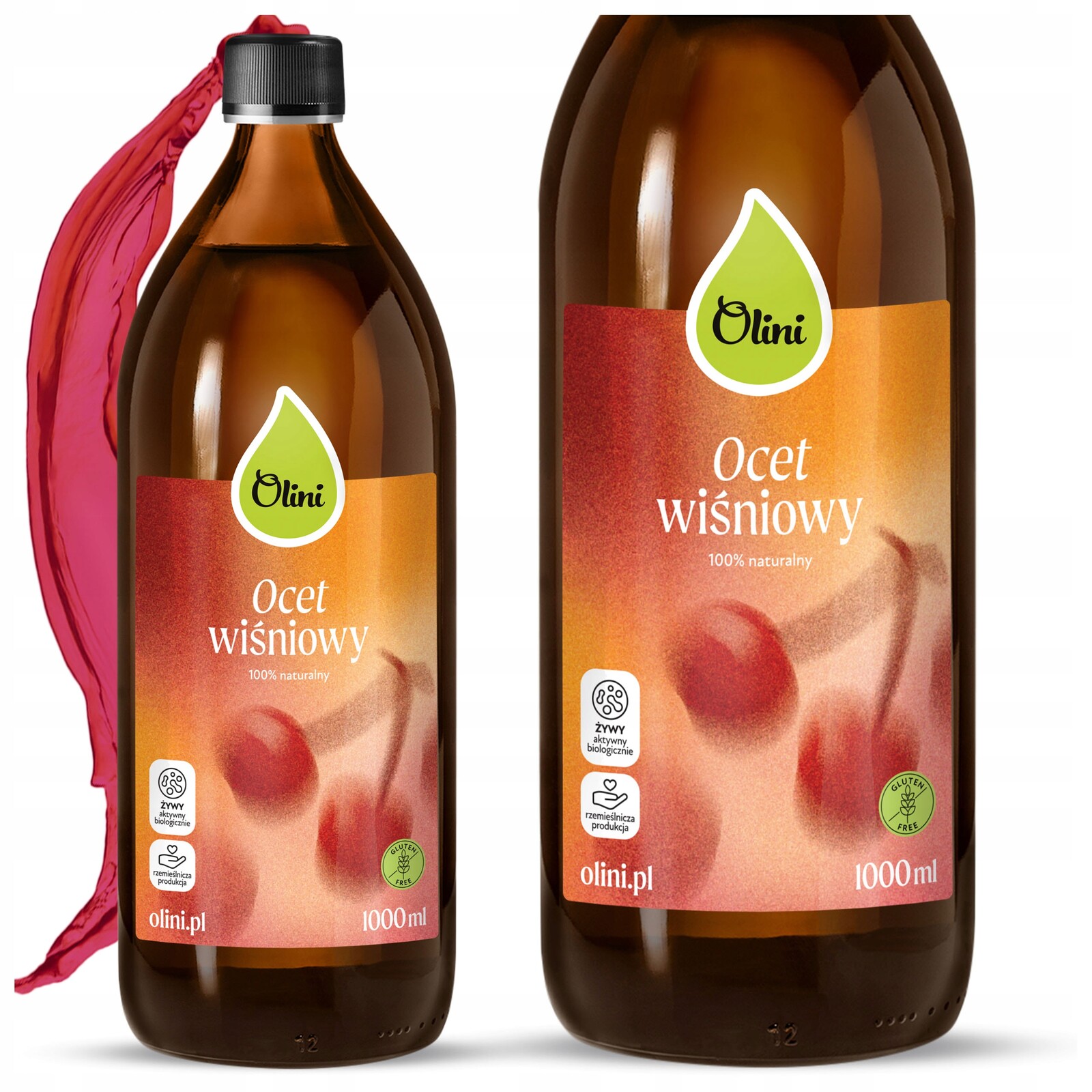Třešňový ocet Přírodní z polské třešní Olini 1L