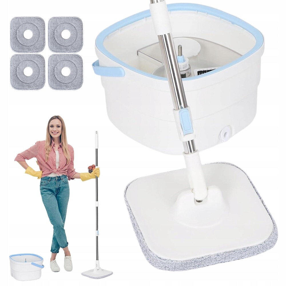 Sada na úklid: rotační mop 360°, kbelík 2,5 l, 4 nástavce