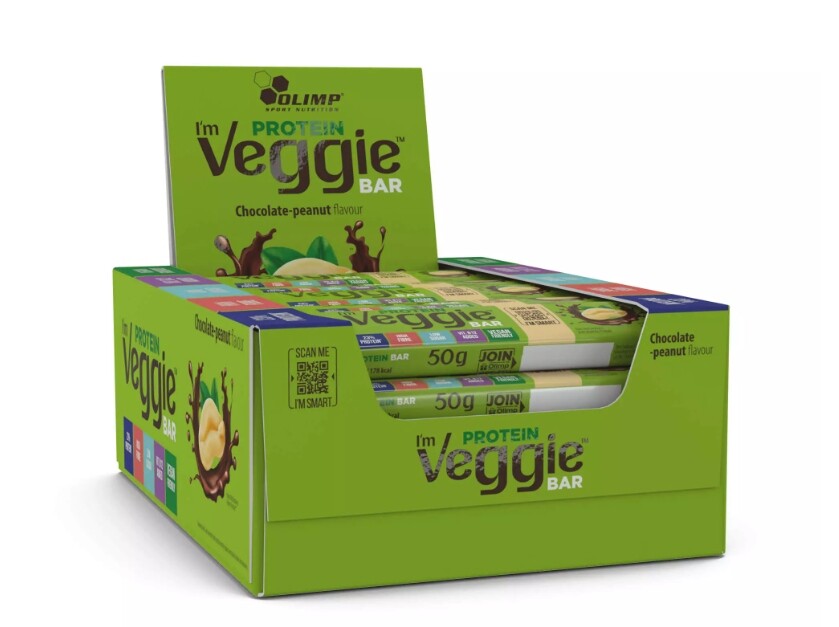 Olimp I'M Veggie Protein 25x 50g Čokoláda Veganský ořech Proteinová Tyčinka