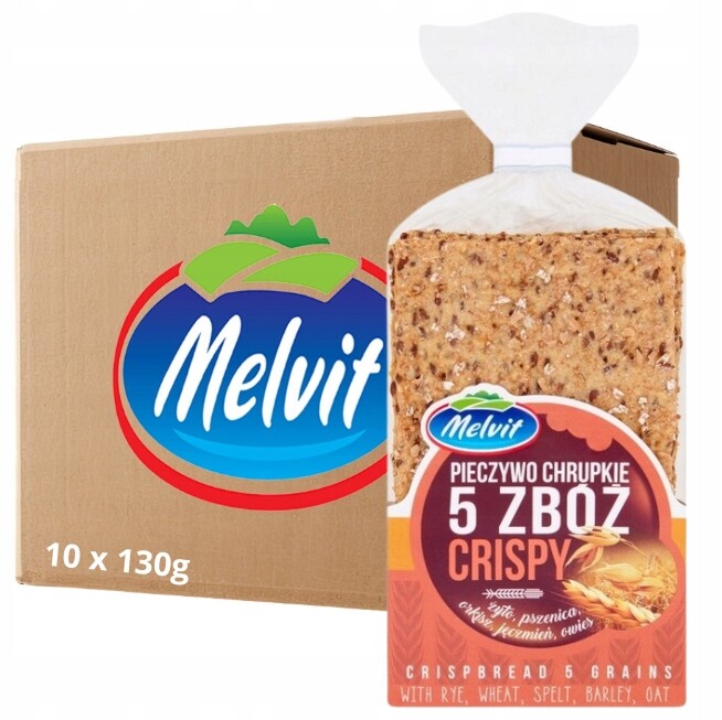 Melvit Crispy Trvanlivé pečivo 5 obilovin 130 g x 10 kusů