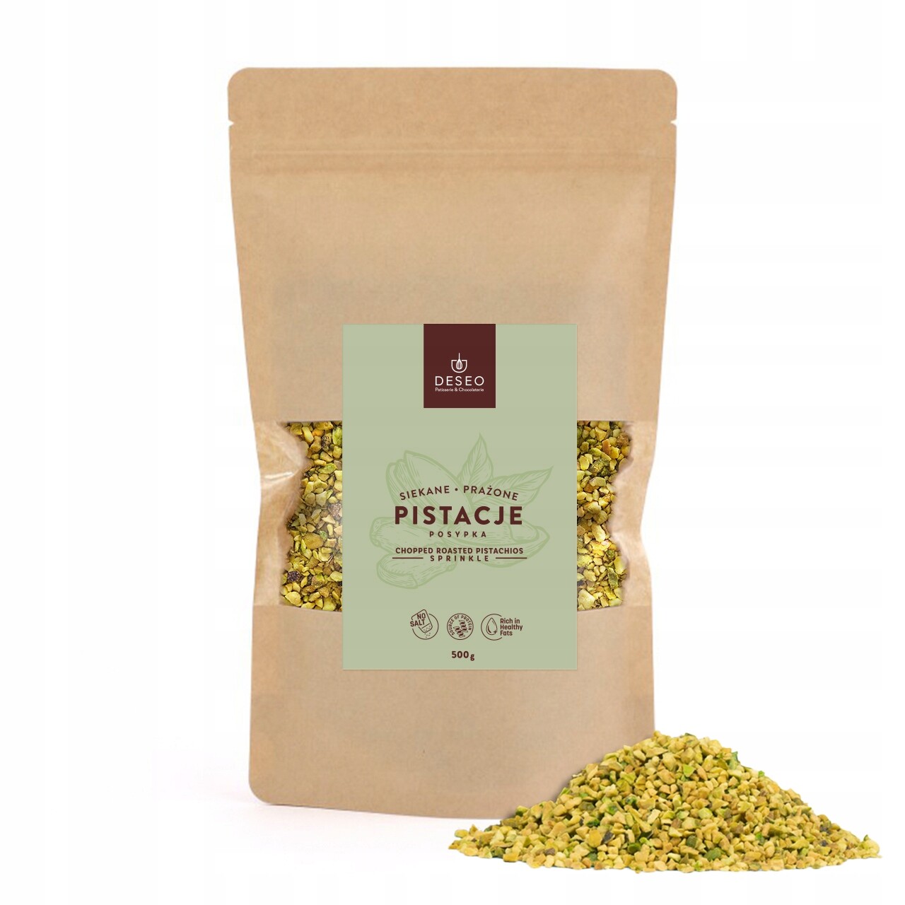 Pistácie Pražené Sekané grys kostka 500g Deseo Pistáciová Posypka