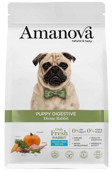 Hypoalergenní krmivo pro štěňata Amanova Puppy Digestive 64% Králík 2 kg